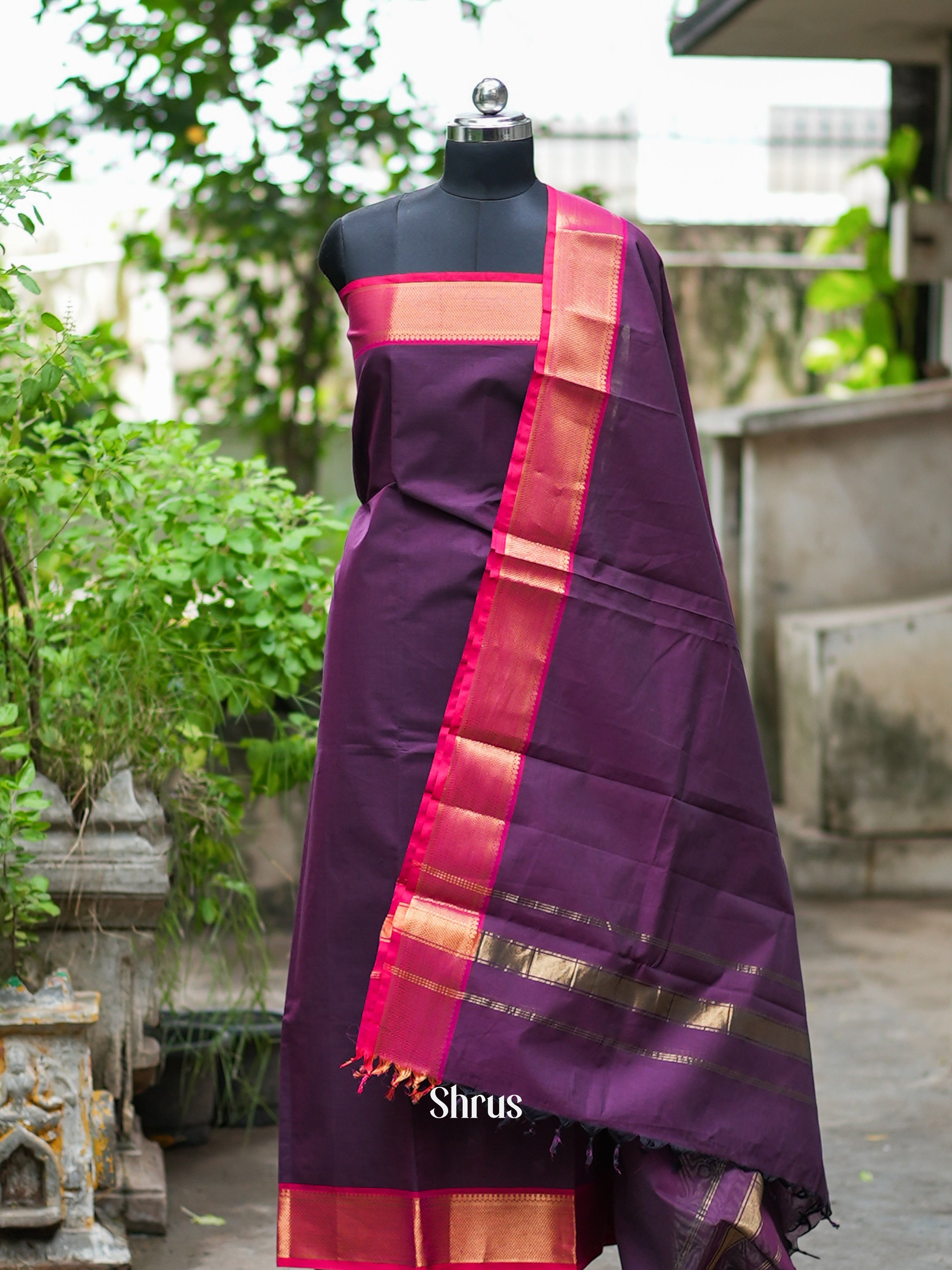 Purple & Pink - chettinad top & dupatta combo - Shop on ShrusEternity.com