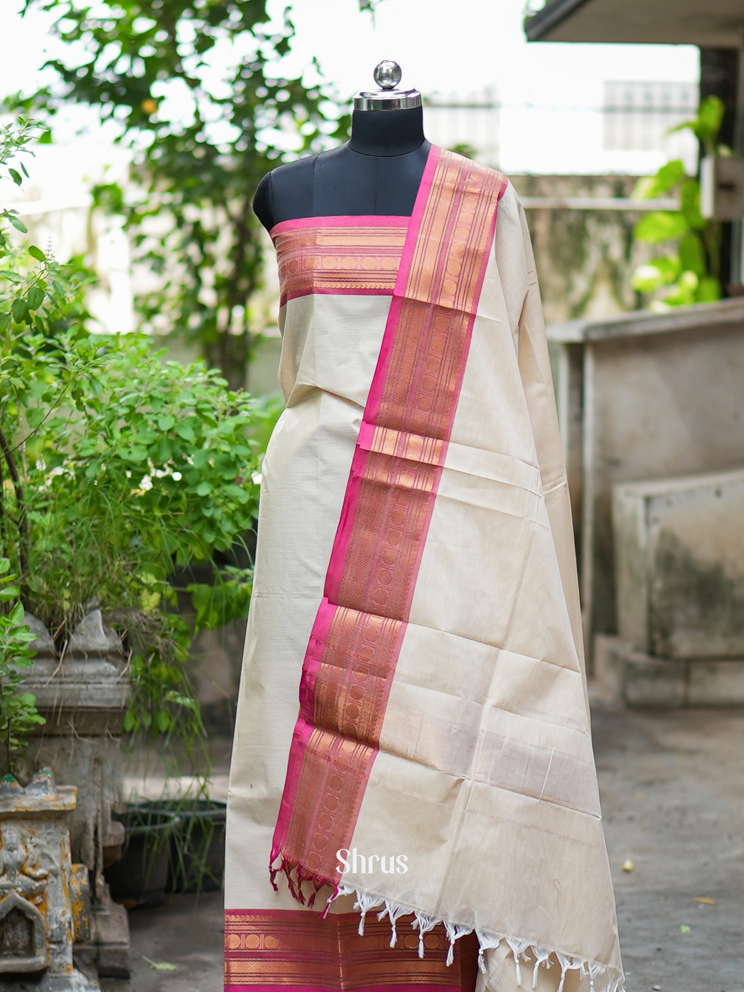 Grey & Pink - chettinad top & dupatta combo - Shop on ShrusEternity.com