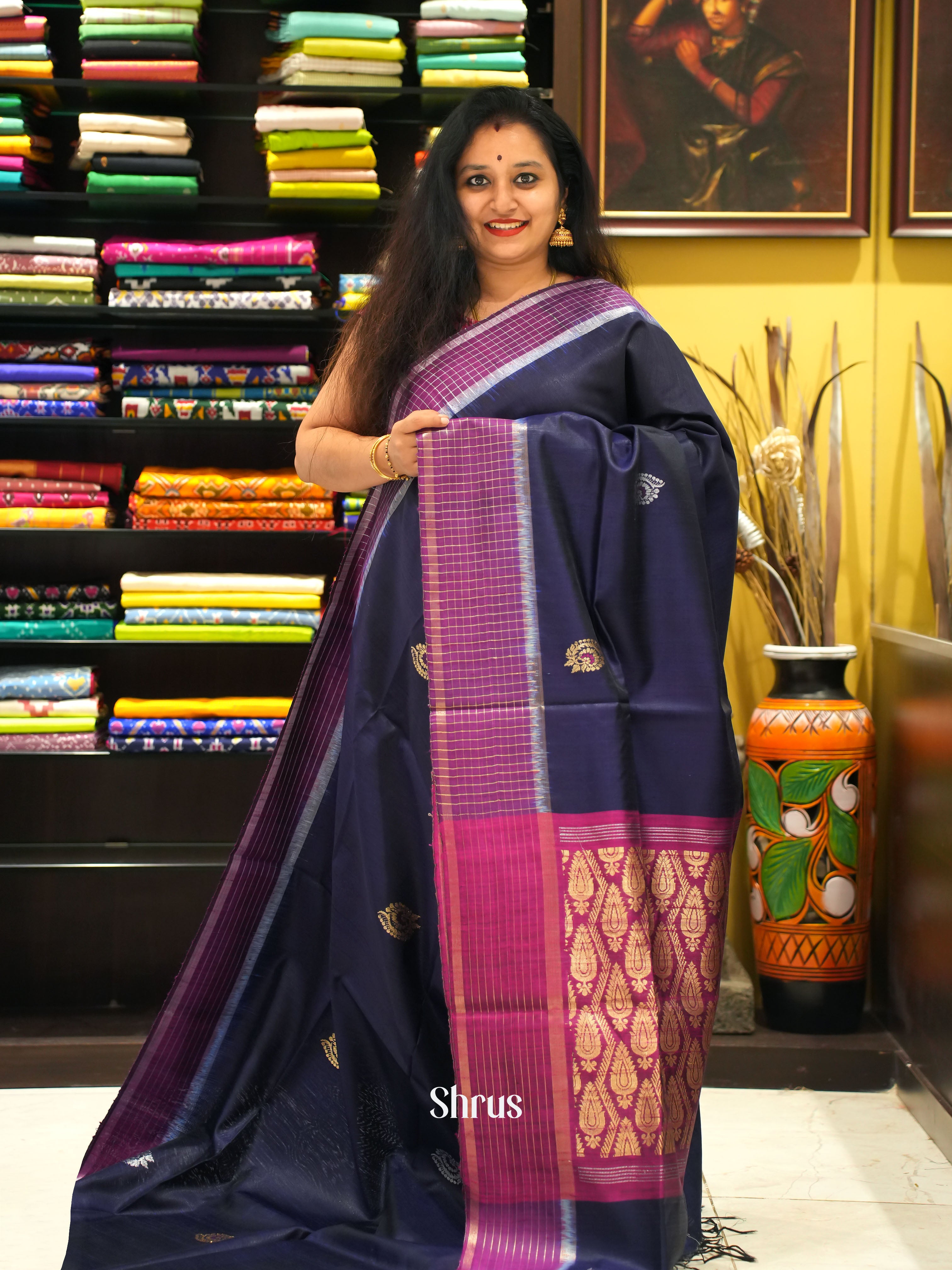 Purple & Majenta - Raw silk saree - Shop on ShrusEternity.com