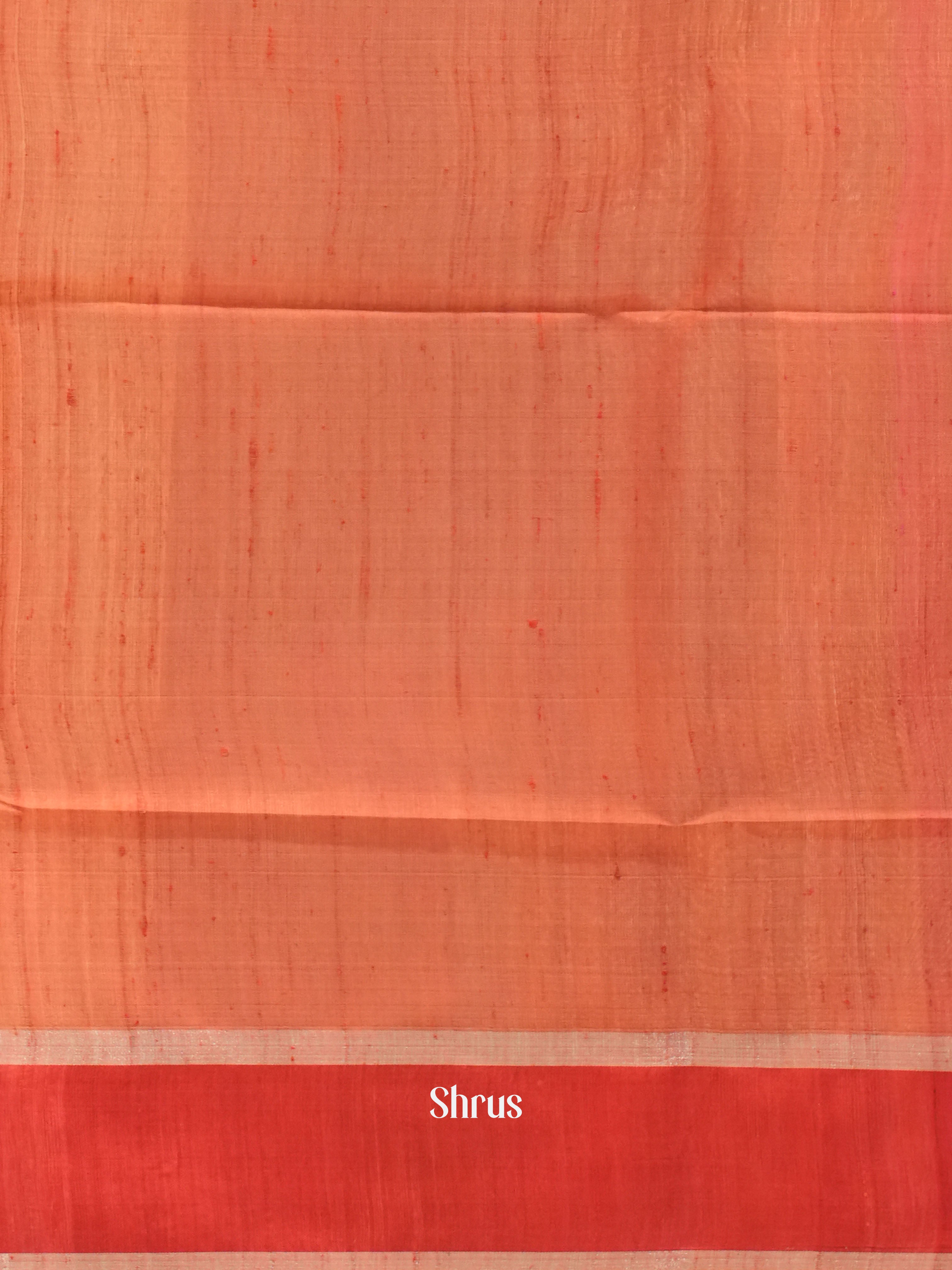 Cream & Red - Raw Silk Saree zari border -1