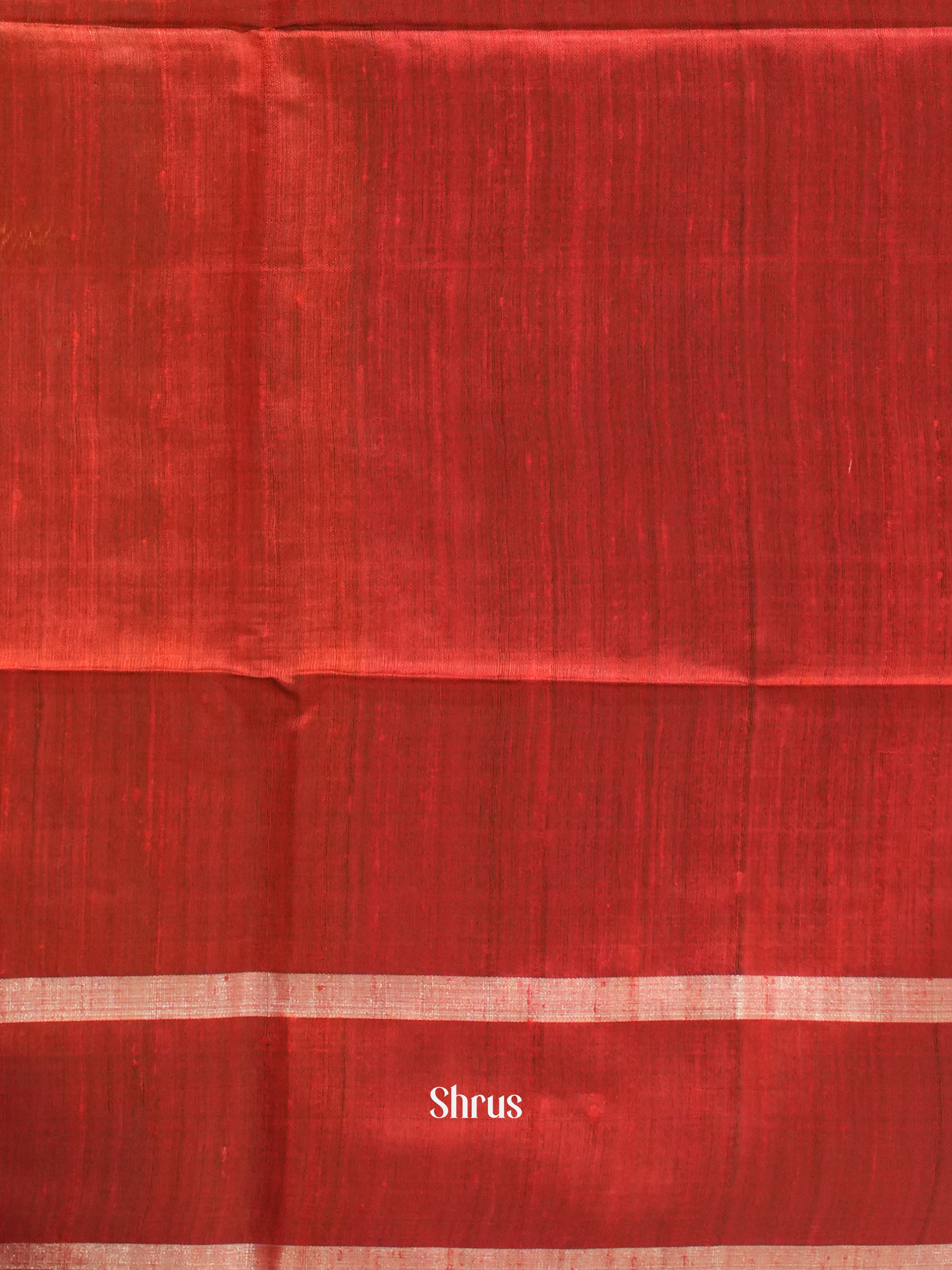 Mustard & Red - Raw Silk Saree - Shop on ShrusEternity.com
