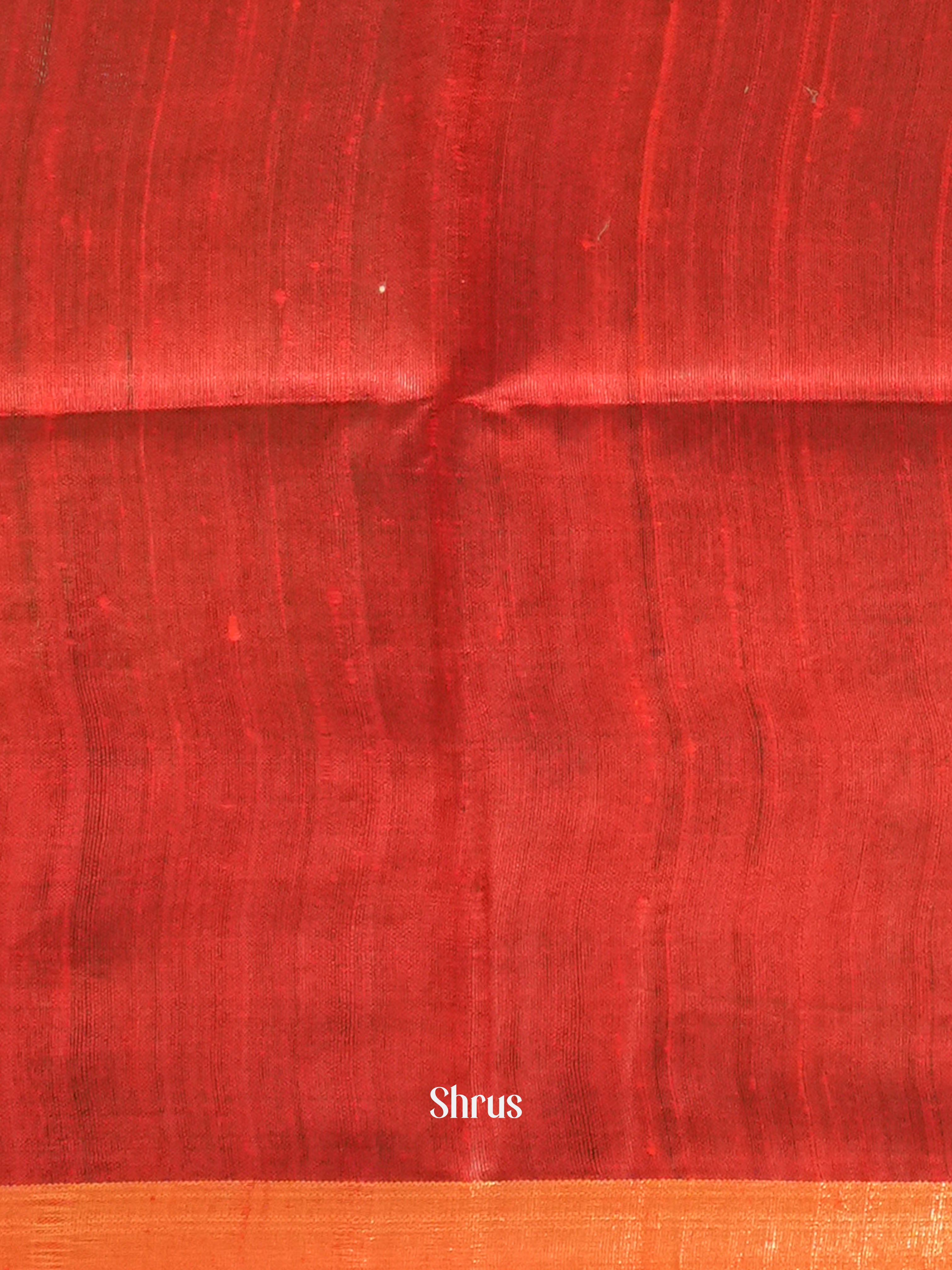 Beige & Red - Raw Silk Saree - Shop on ShrusEternity.com