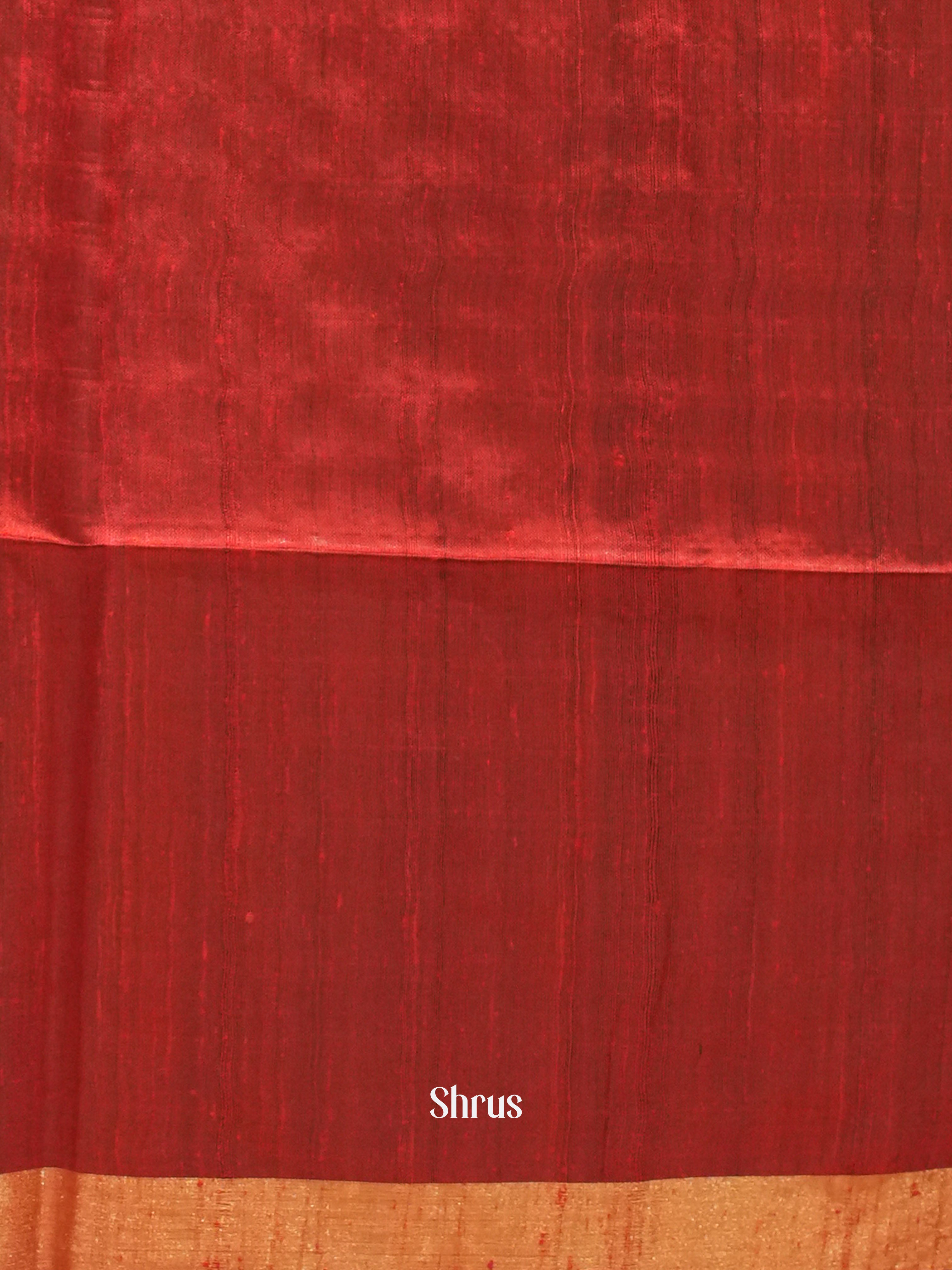 Green & Red - Raw Silk Saree - Shop on ShrusEternity.com