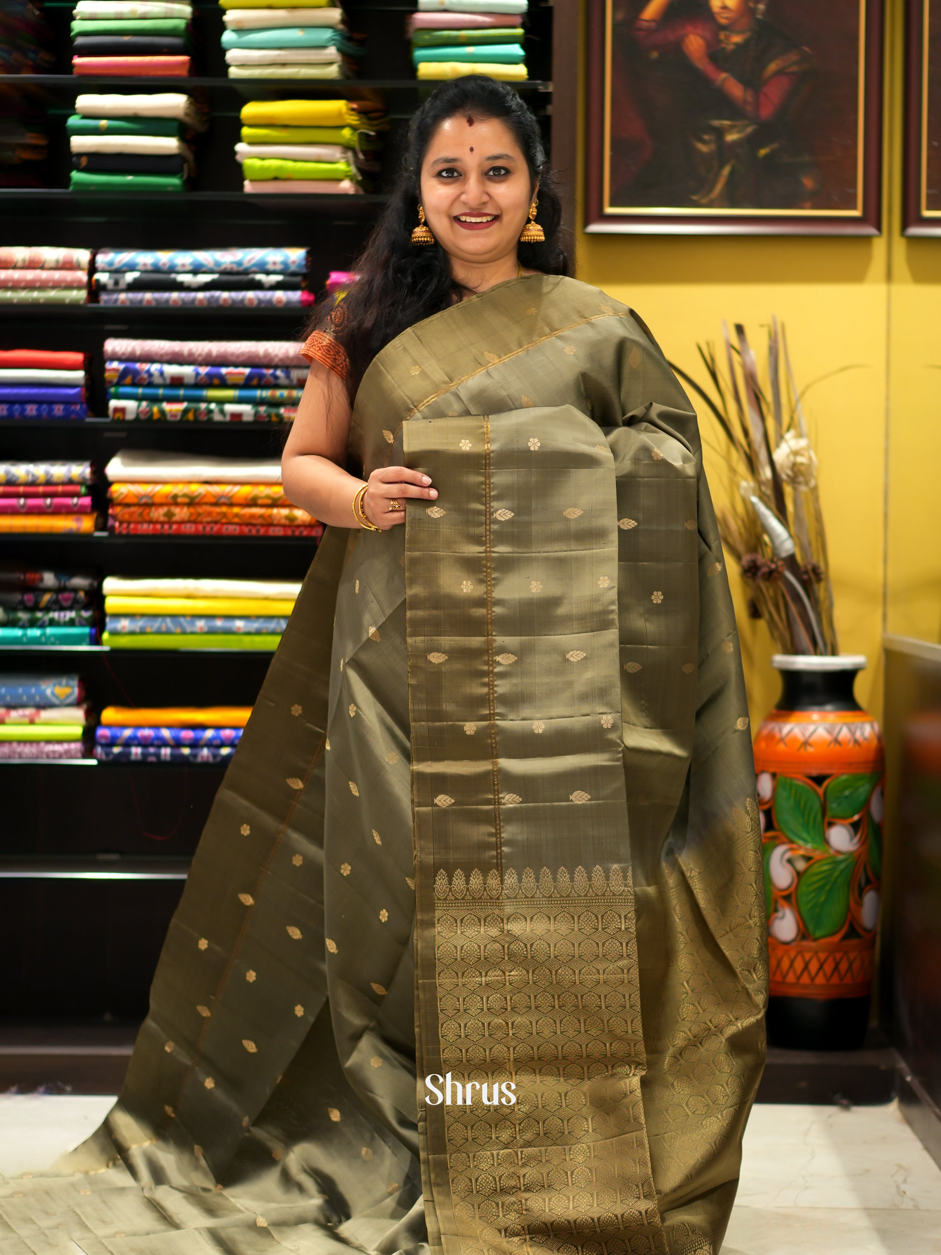 Grey - Soft Silk Saree - Shop on ShrusEternity.com