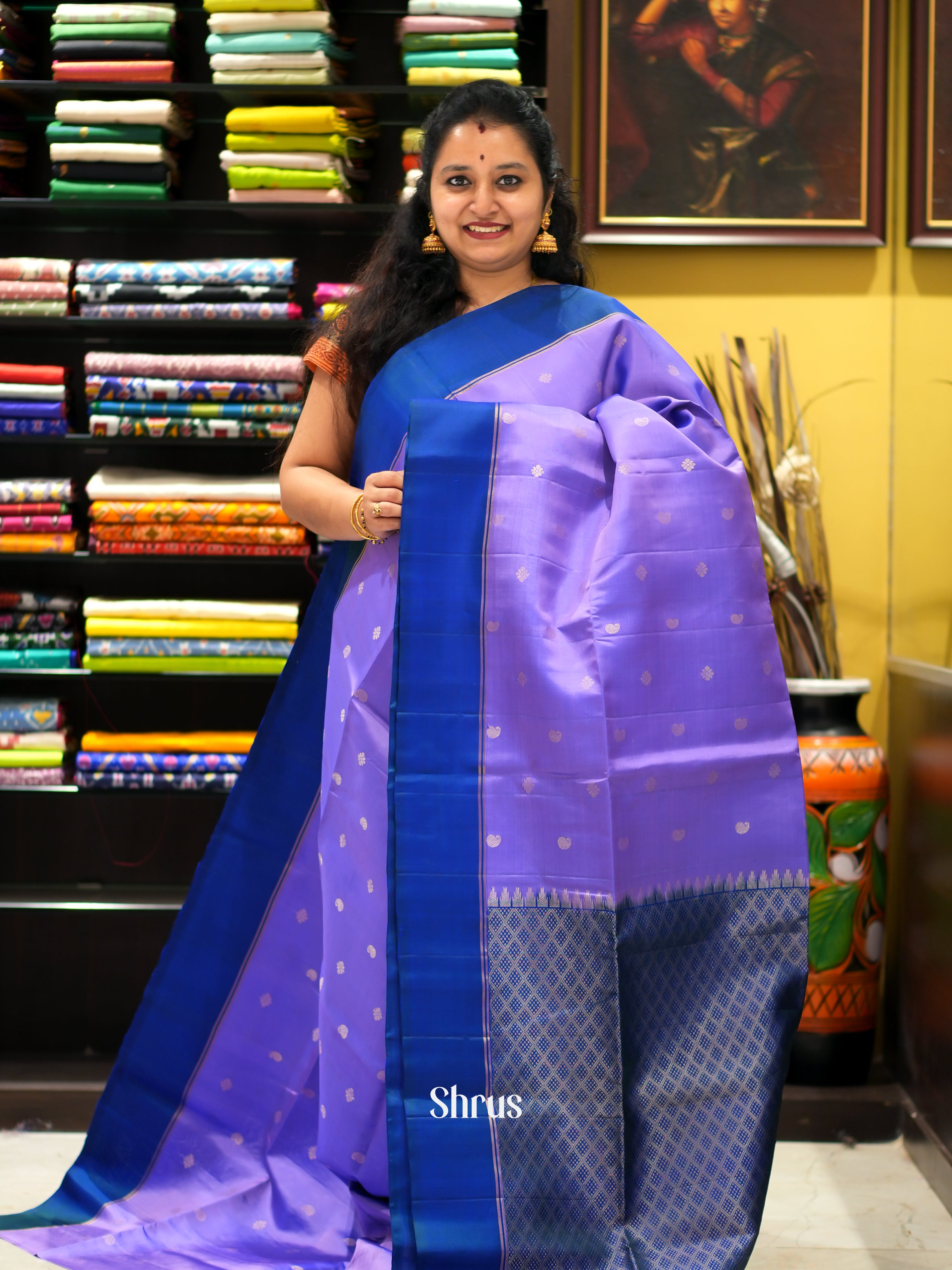 Lavender & Blue - Soft Silk Saree - Shop on ShrusEternity.com