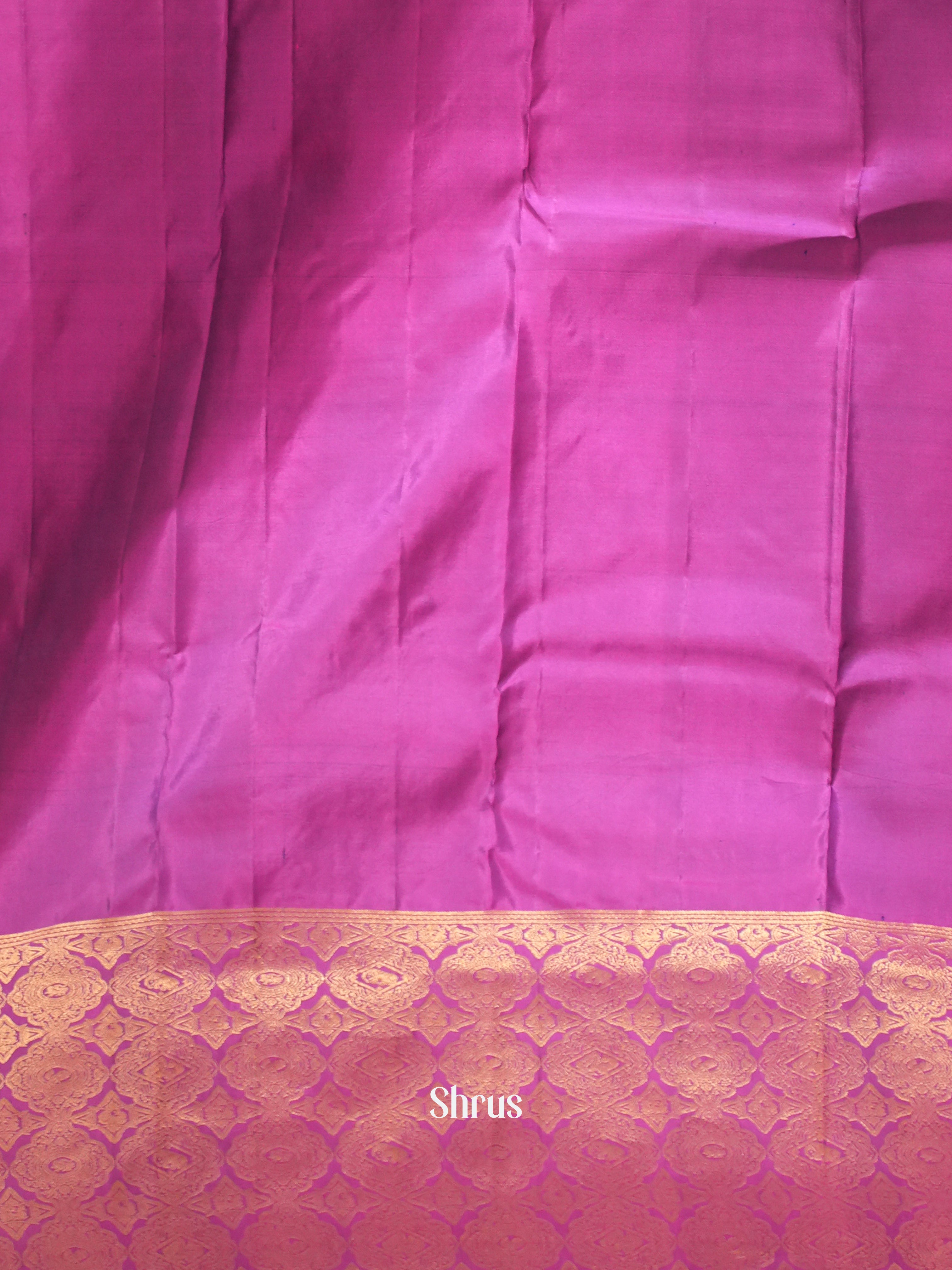 Charming Blue and Majenta Kanchipuram silk Saree Featuring Golden Zari Woven Buttas-2