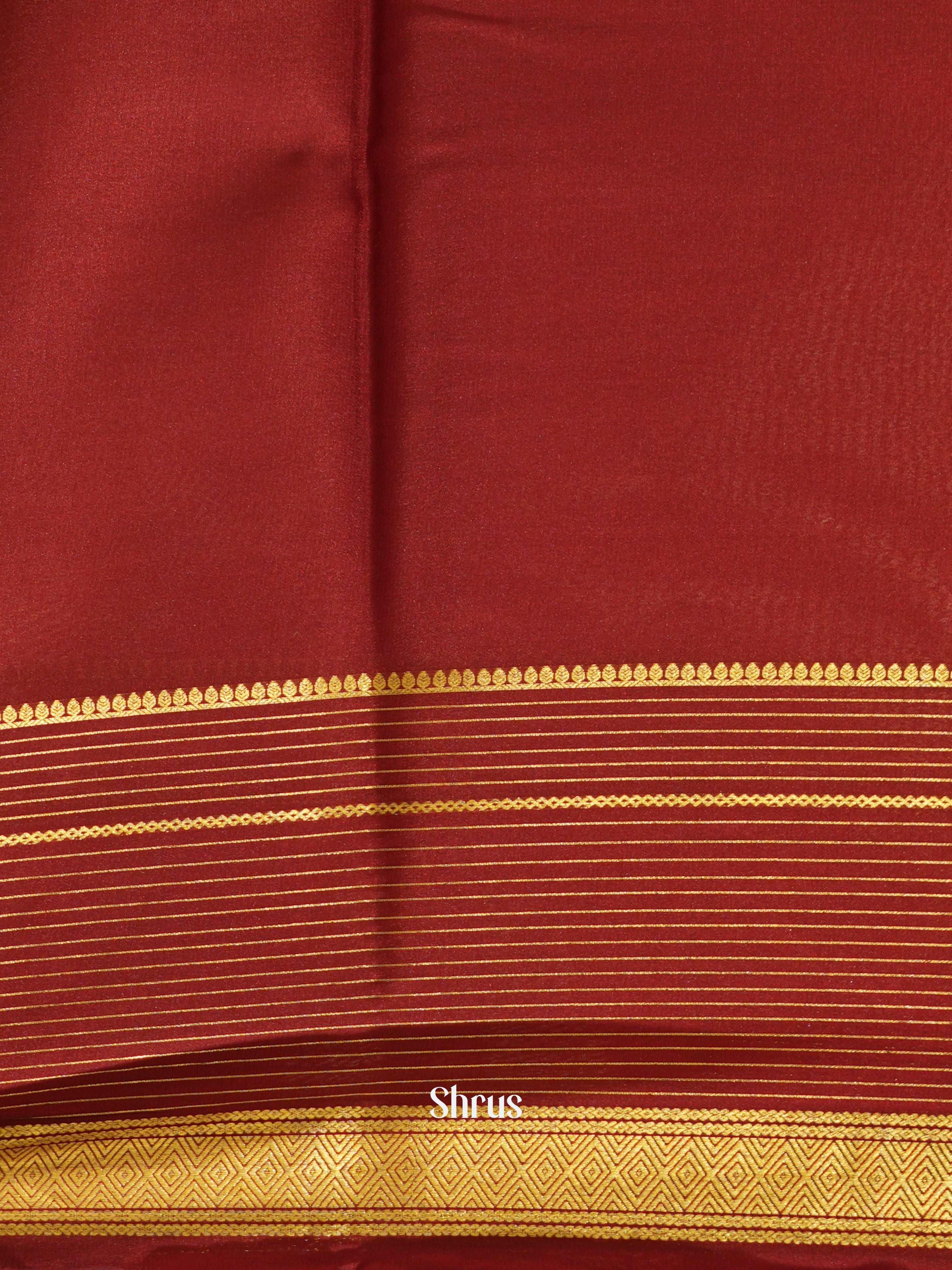 Sandal & Maroon - Mysore Silk Saree - Shop on ShrusEternity.com