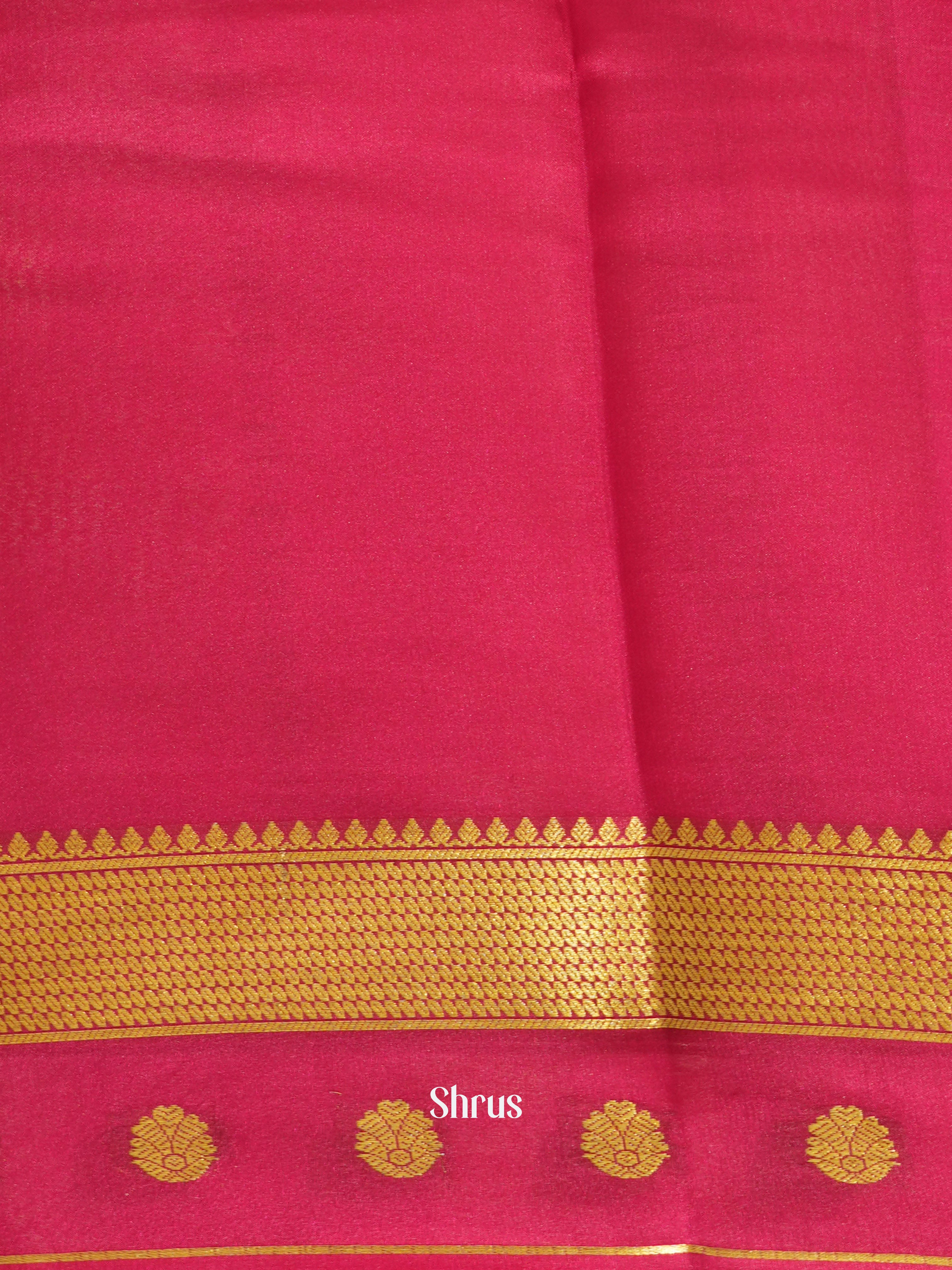 Cream & Majenta - Mysore Silk Saree - Shop on ShrusEternity.com