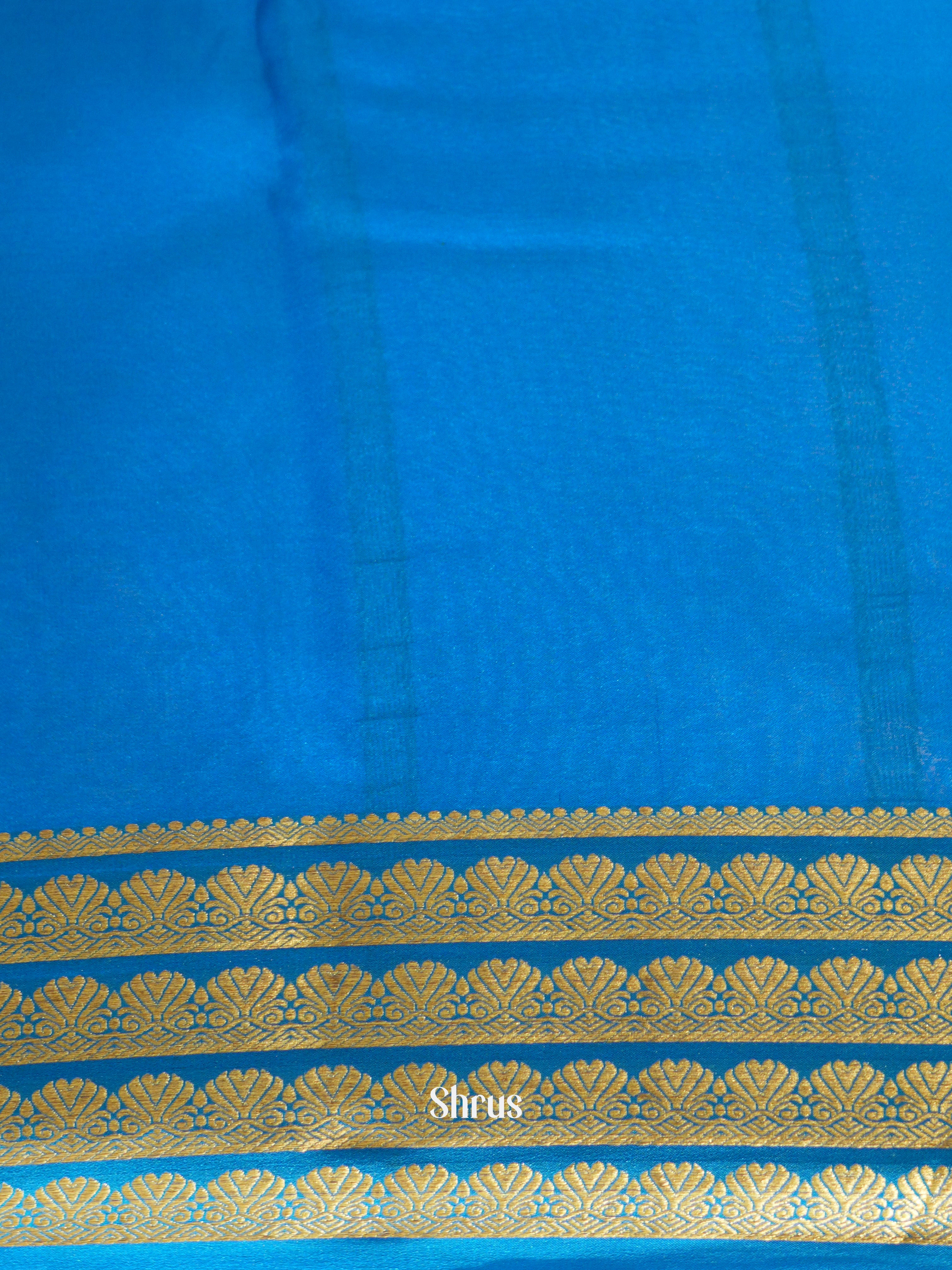 Blue & Teal - Mysore Silk Saree - Shop on ShrusEternity.com