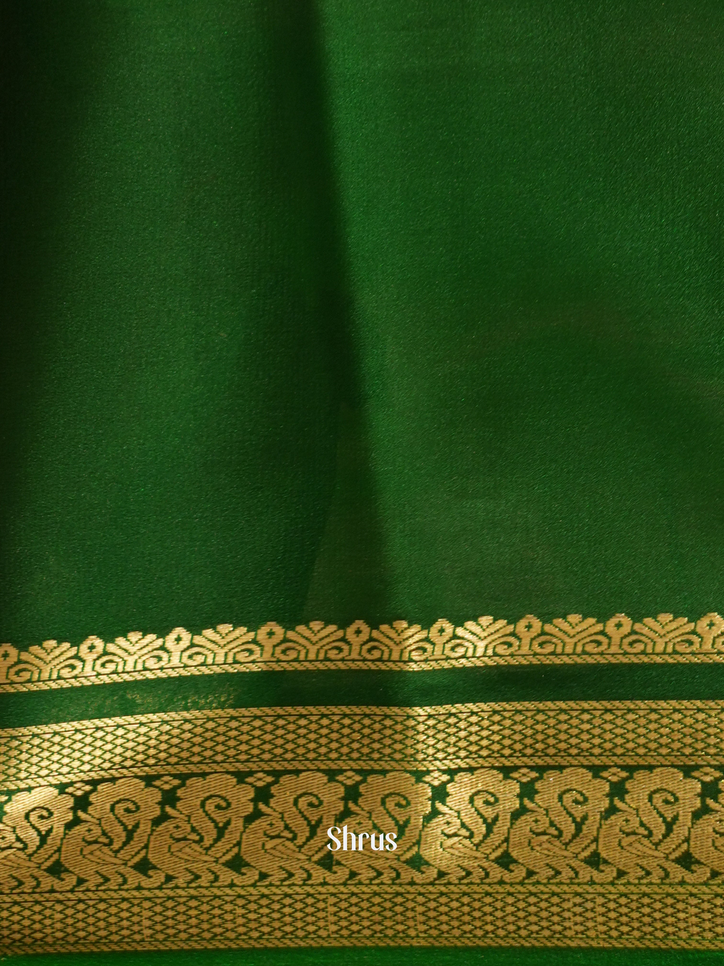 Maroon & Green - Mysore Silk Saree - Shop on ShrusEternity.com