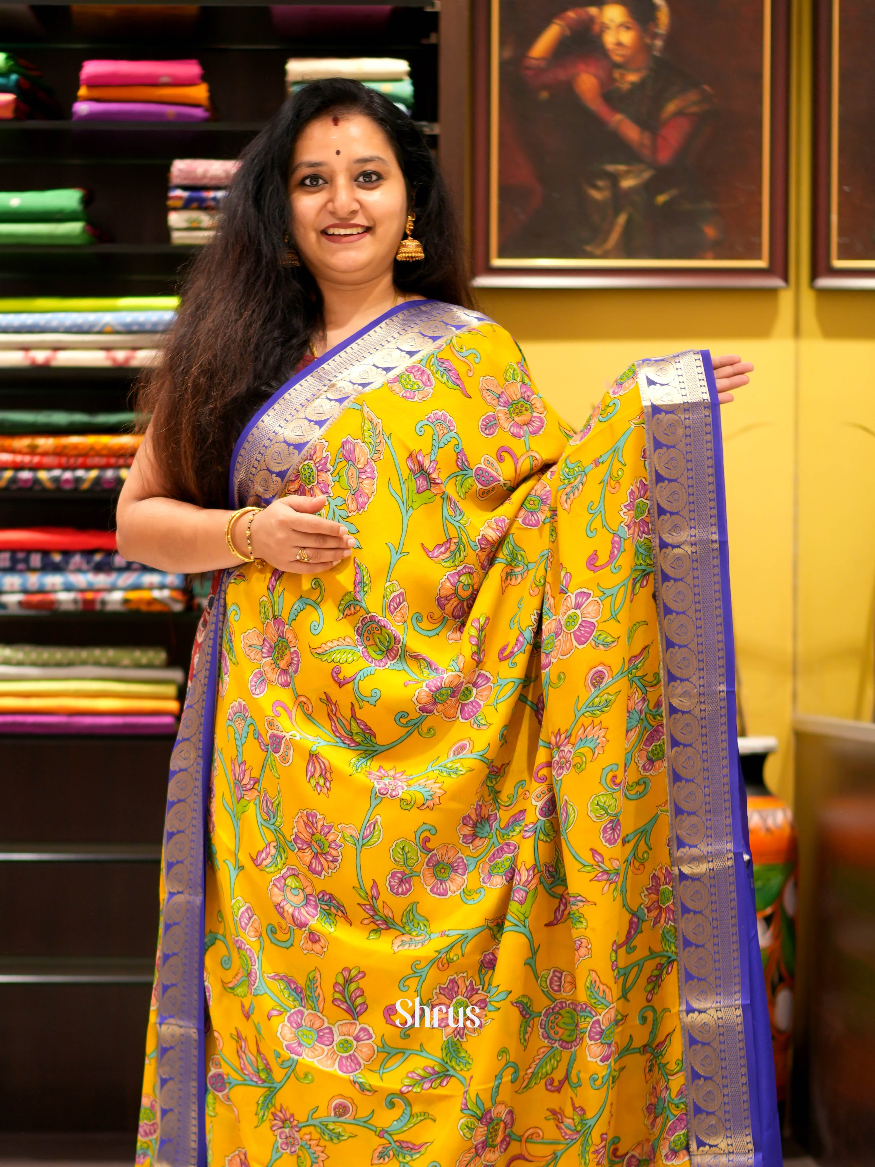 Yellow & Purple - Mysore silk Saree - Shop on ShrusEternity.com