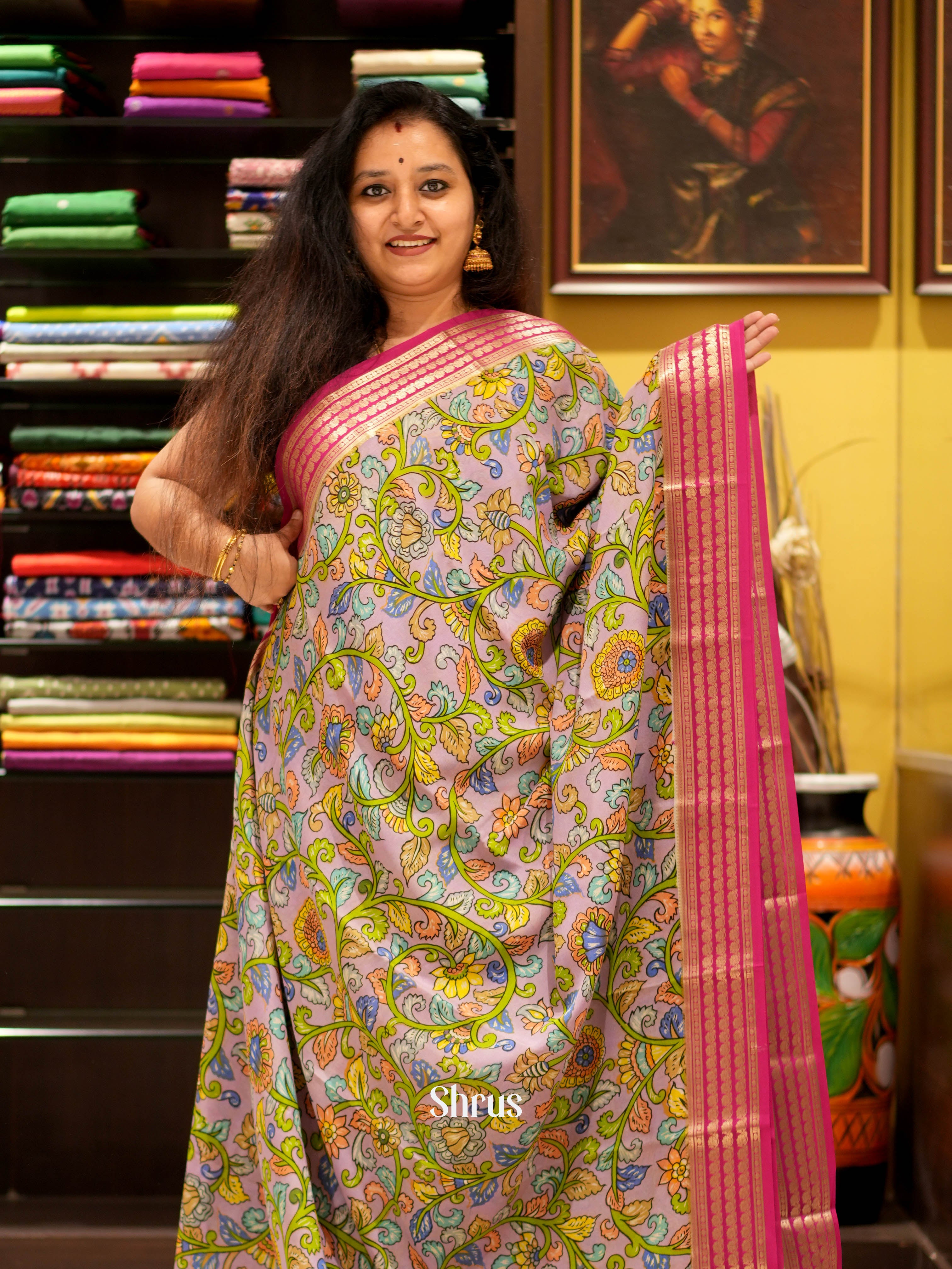 Lavender & Pink - Mysore silk Saree - Shop on ShrusEternity.com