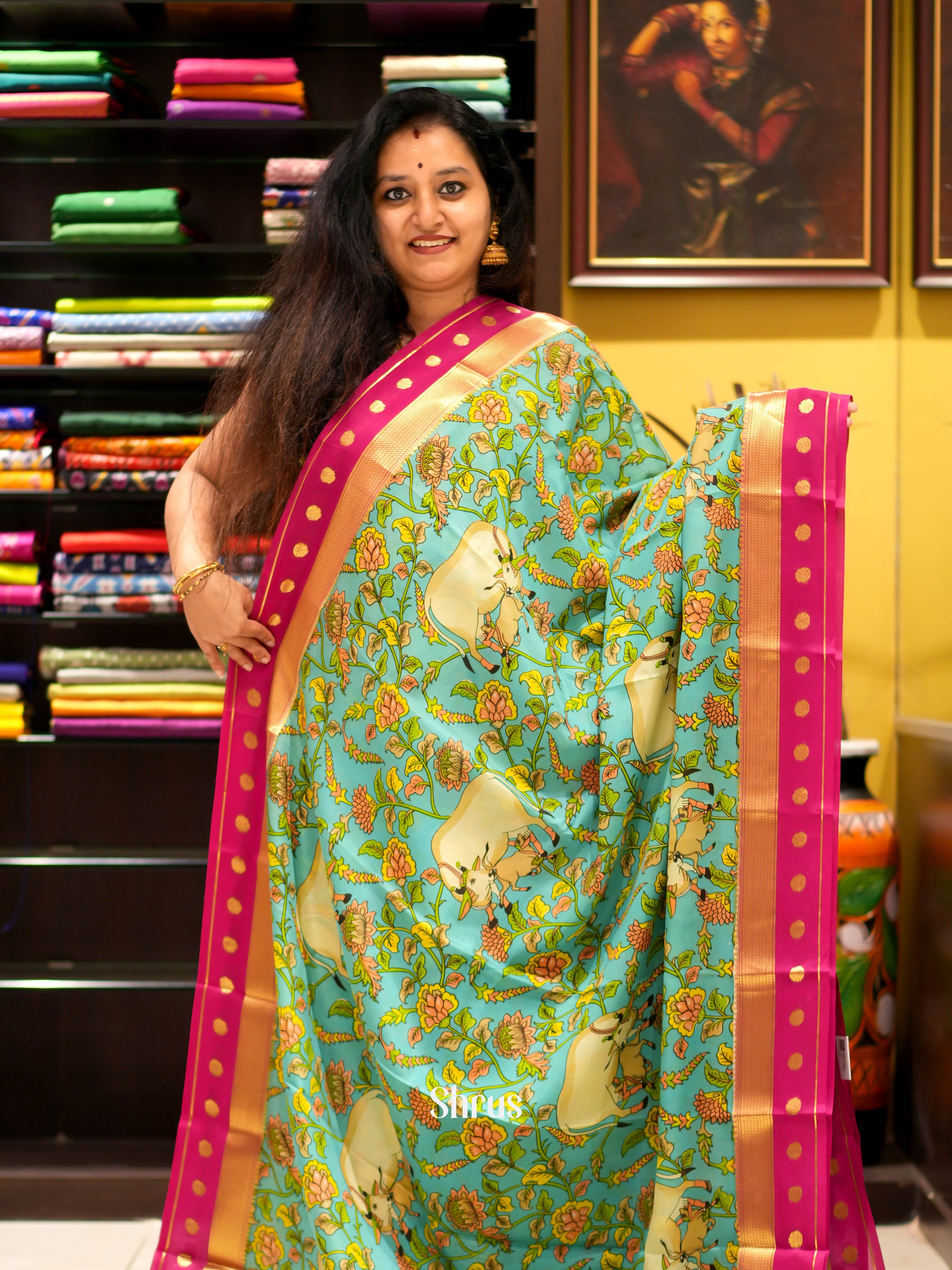Green & Pink- Mysore silk Saree - Shop on ShrusEternity.com