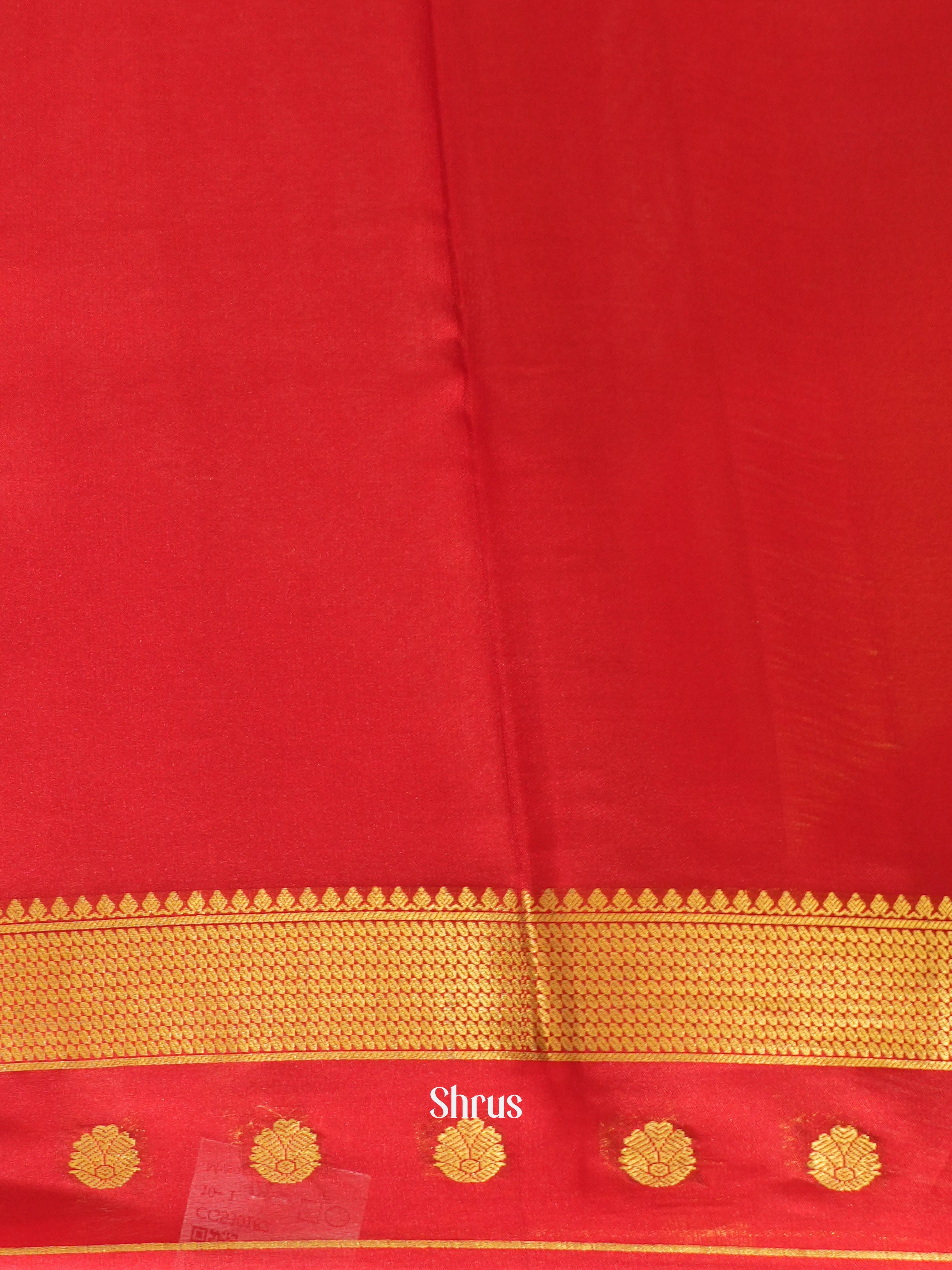 Teal Green & Red - Mysore silk Saree - Shop on ShrusEternity.com