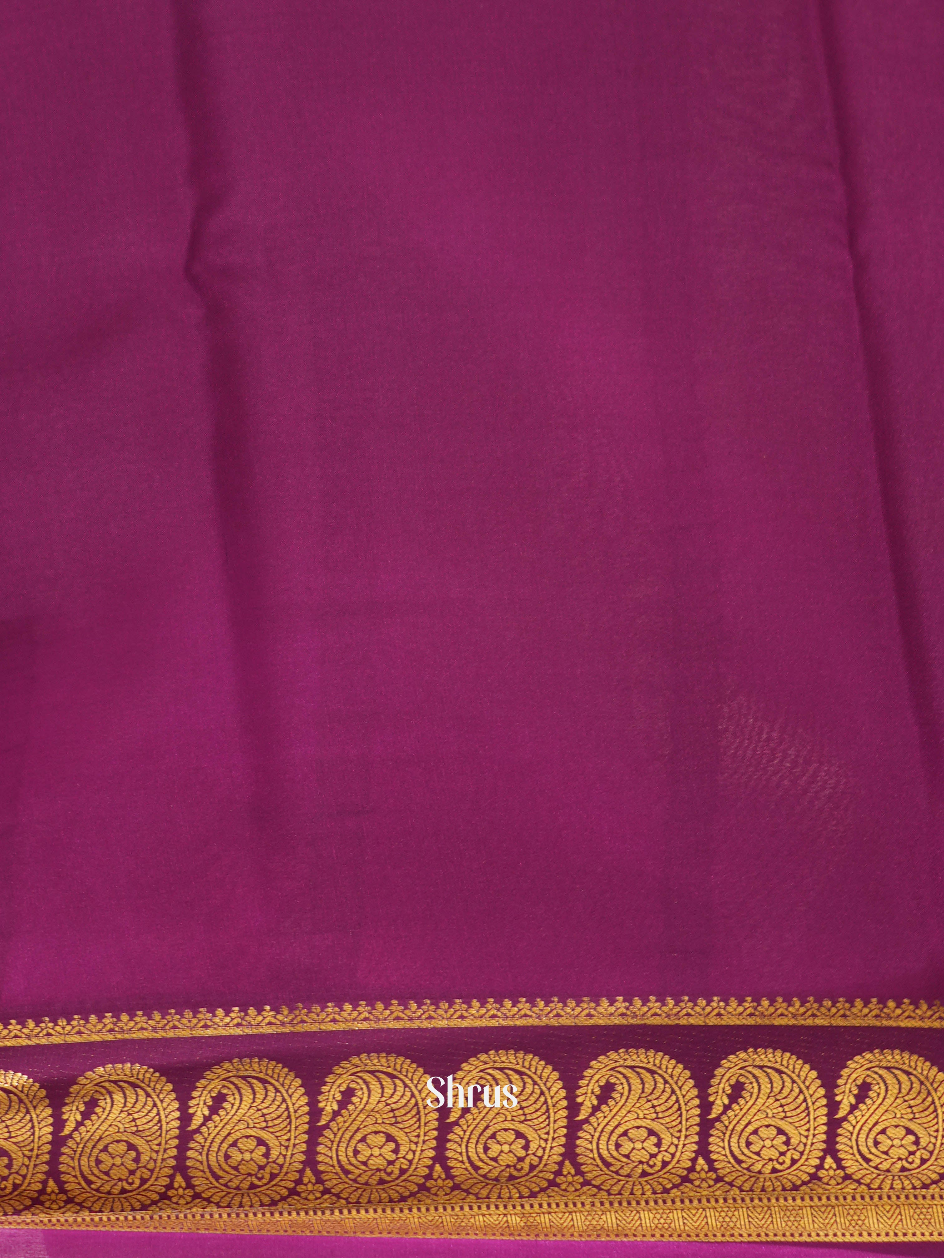 Beige & majenta - Mysore silk Saree - Shop on ShrusEternity.com