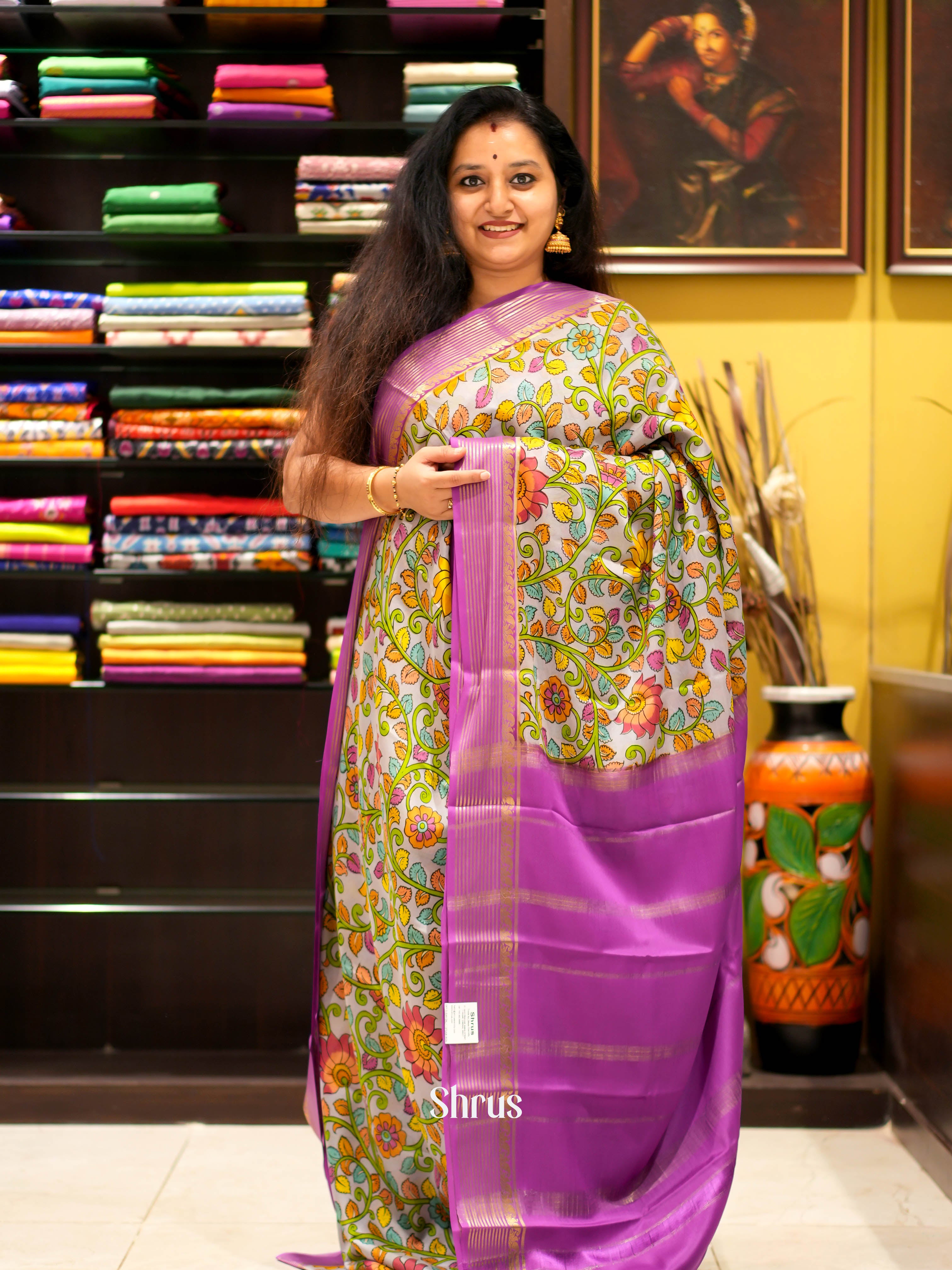 Mild Lavender & Pink - Mysore silk Saree - Shop on ShrusEternity.com
