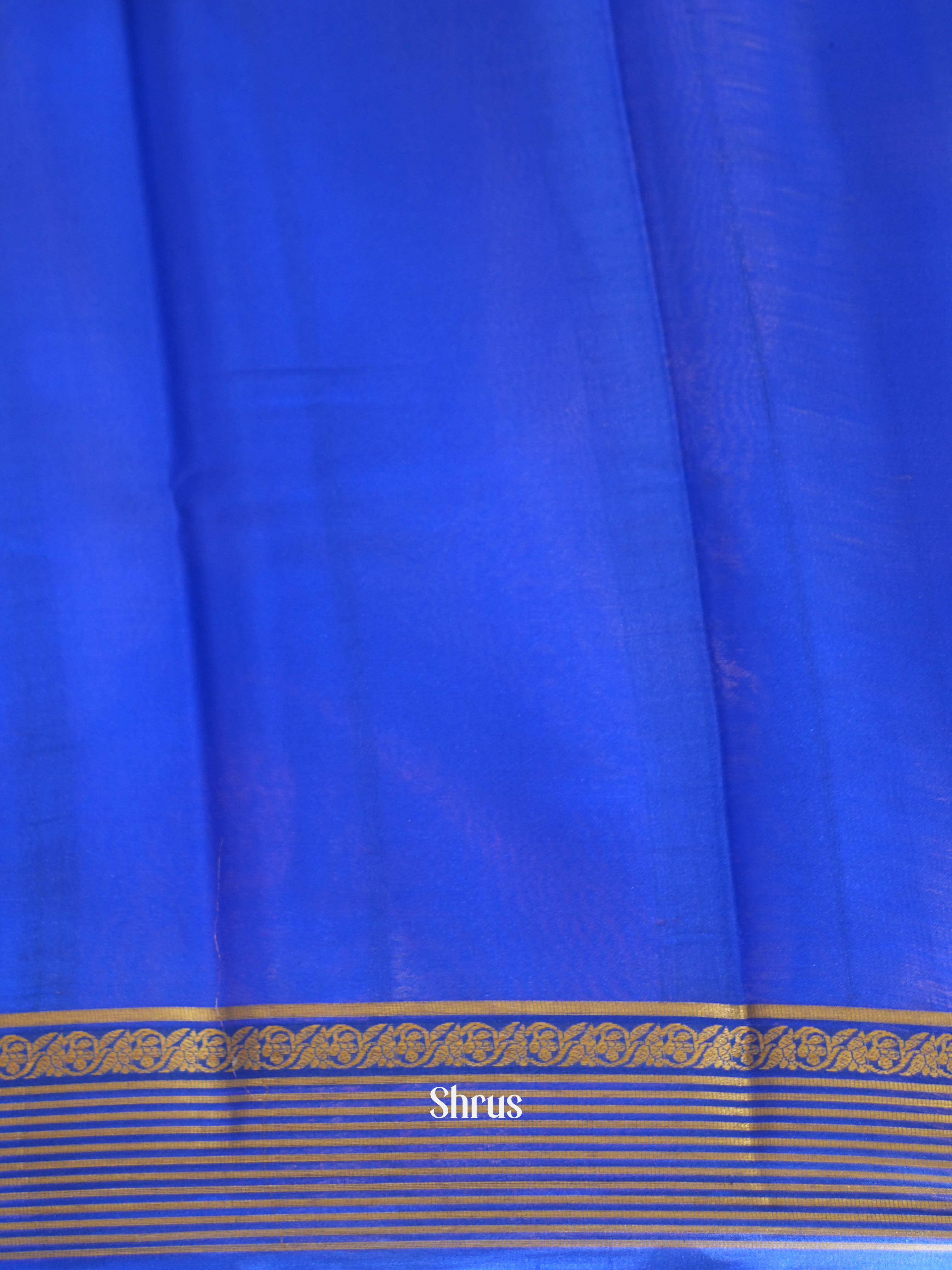 Orange & Blue - Mysore silk Saree - Shop on ShrusEternity.com