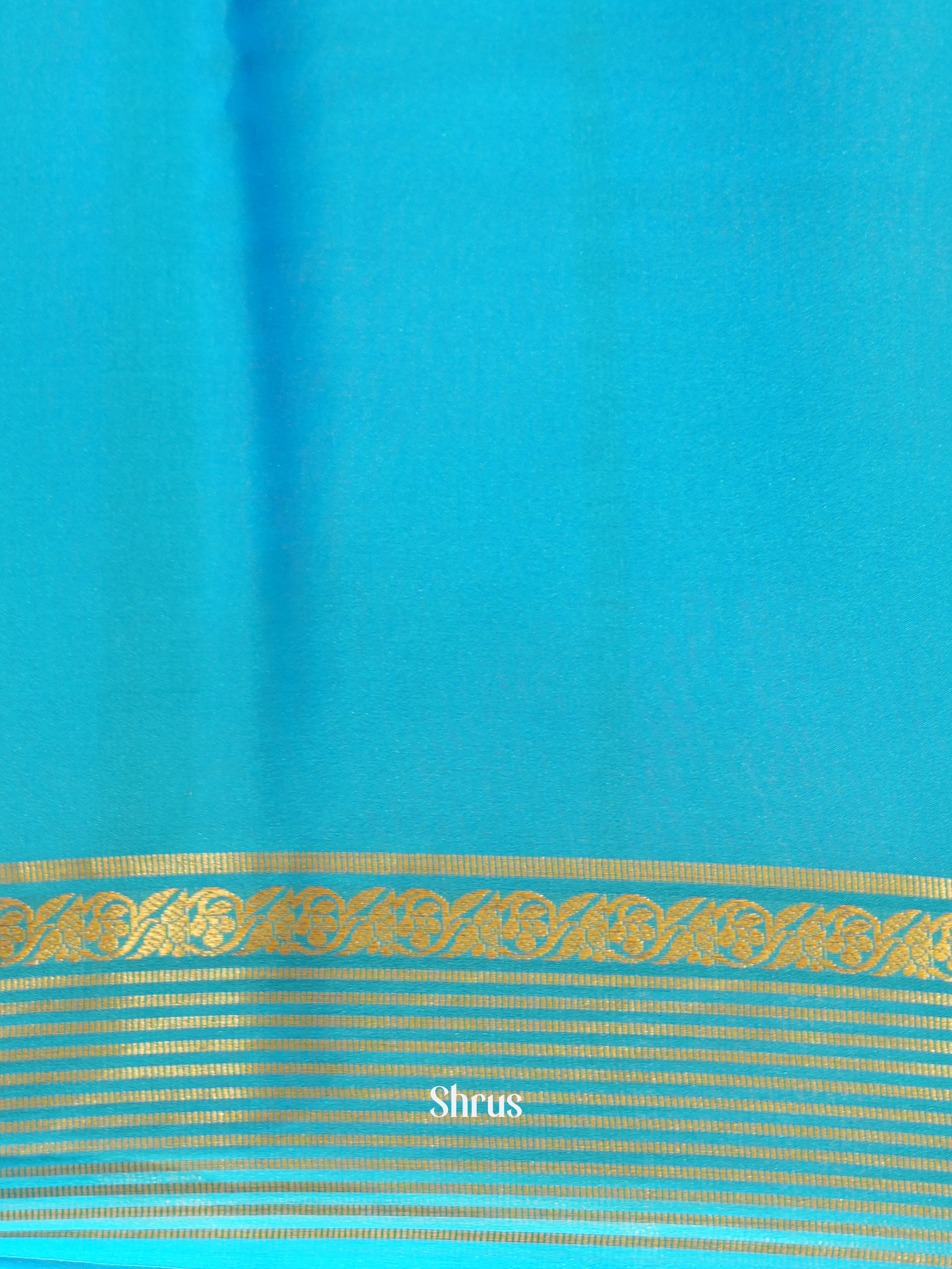 Brown & Blue - Mysore Silk Saree - Shop on ShrusEternity.com