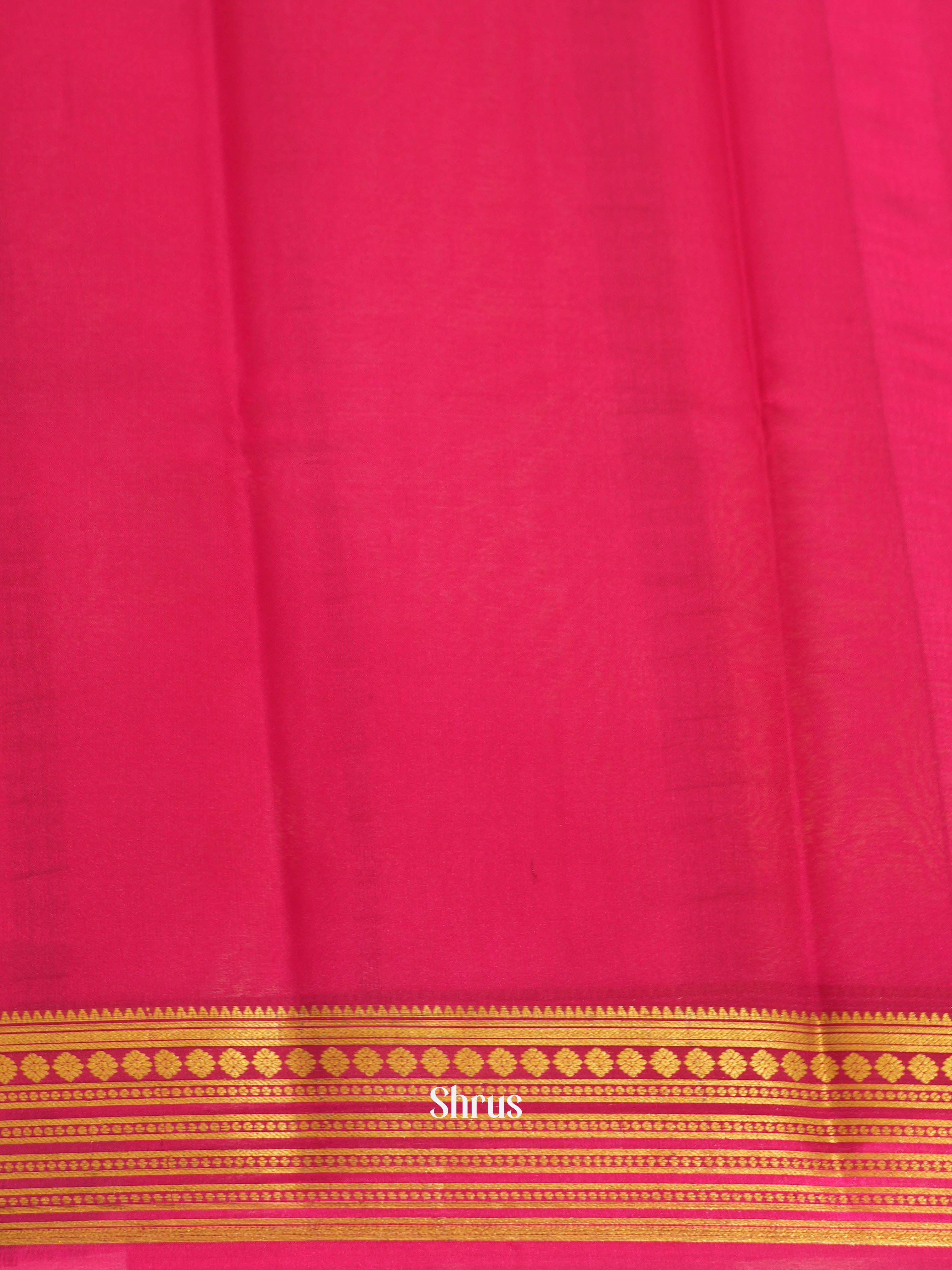 Cream & Pink- Mysore silk Saree - Shop on ShrusEternity.com