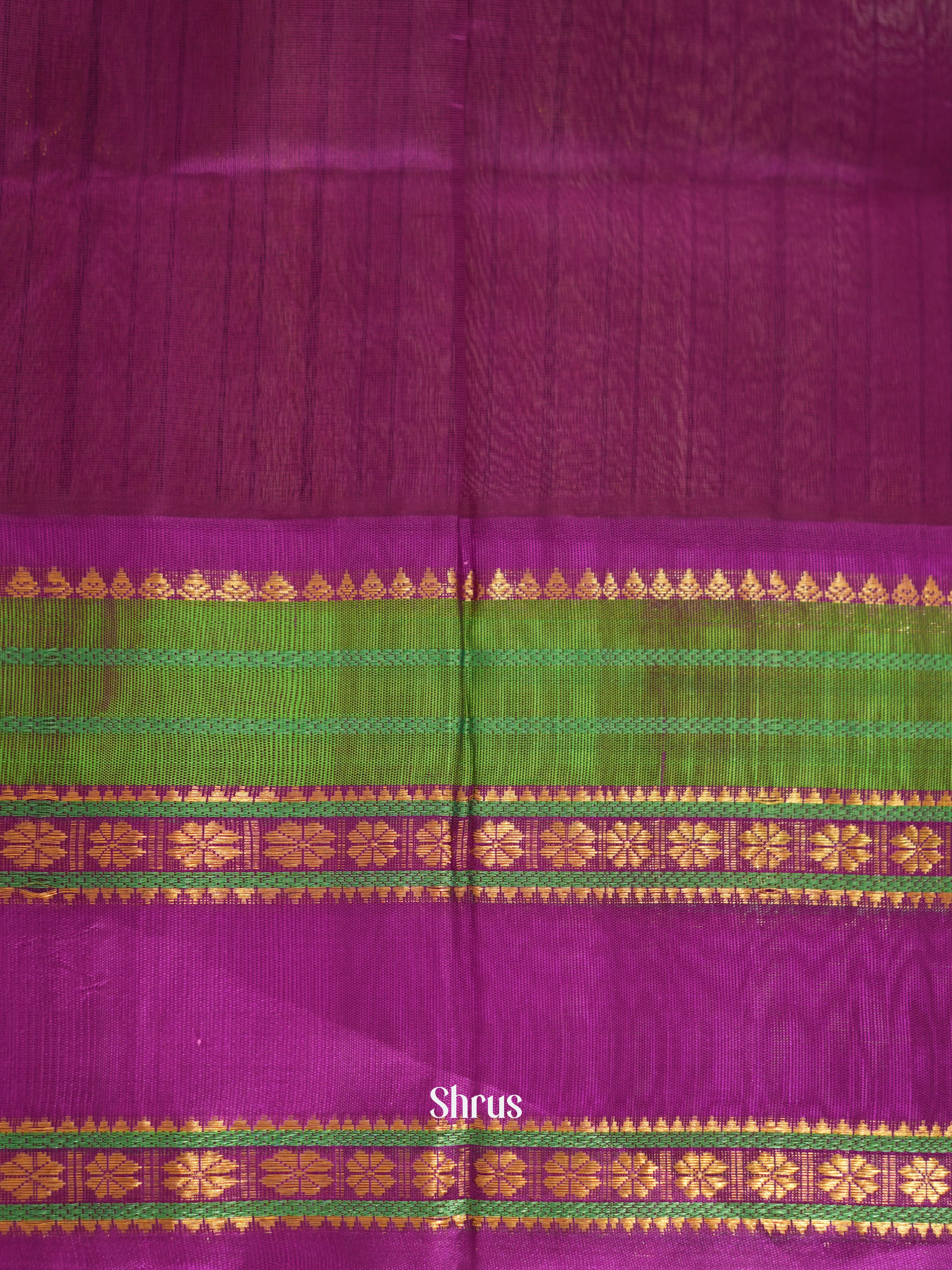Green & Purple - Silk Cotton Saree - Shop on ShrusEternity.com