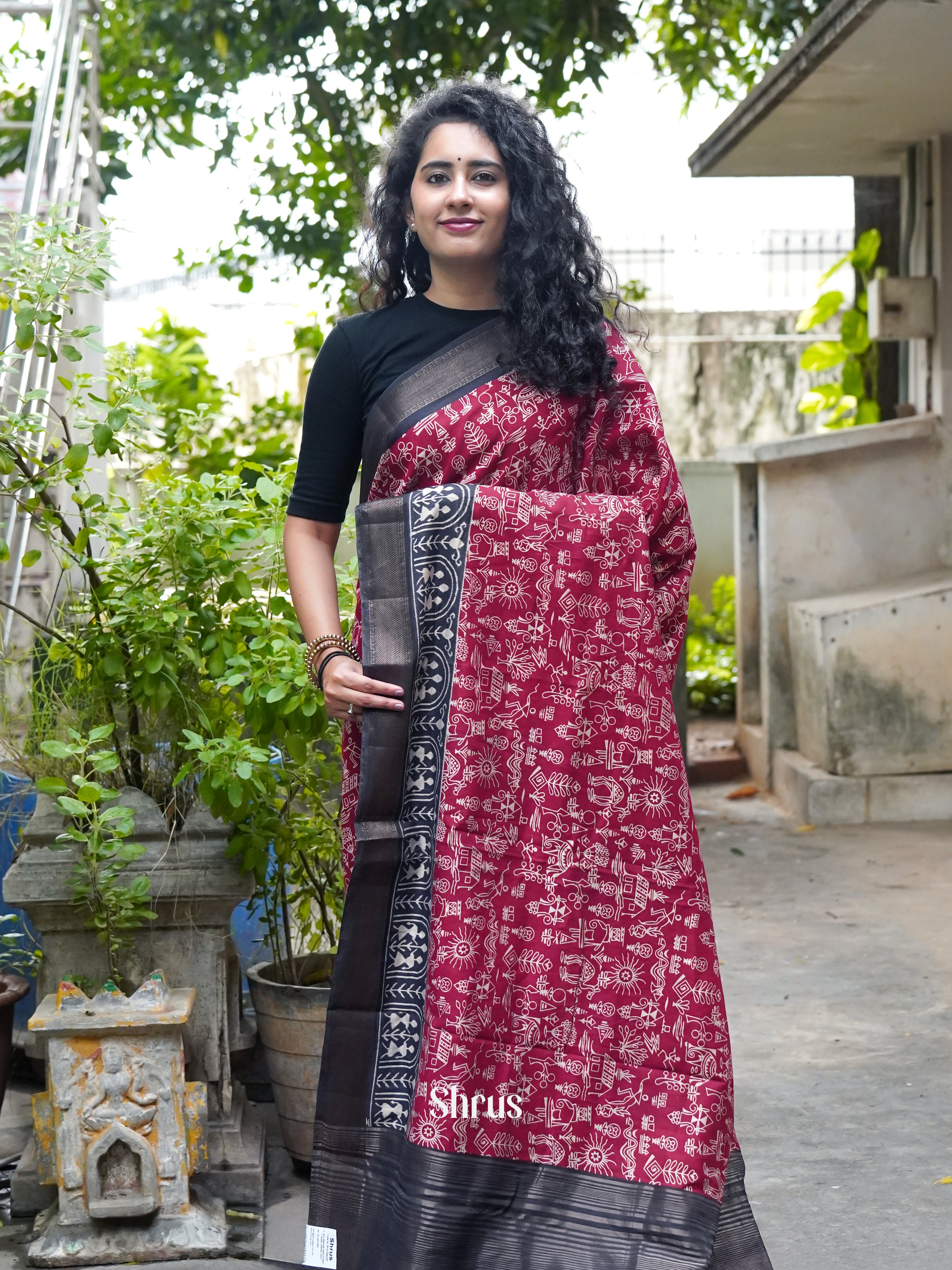 Red & Black - Art Modal Saree - Shop on ShrusEternity.com