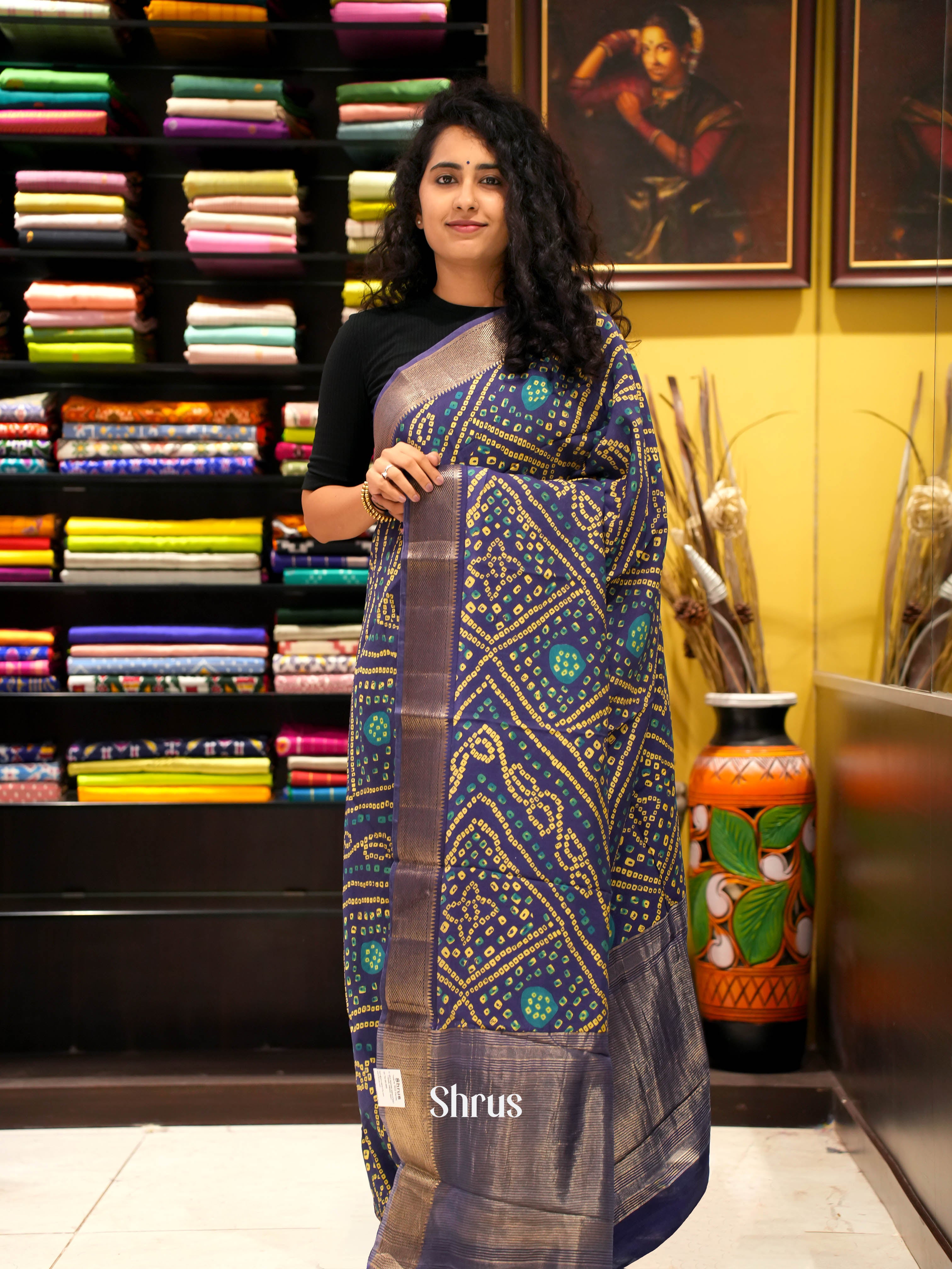 Blue - Art Modal Saree - Shop on ShrusEternity.com