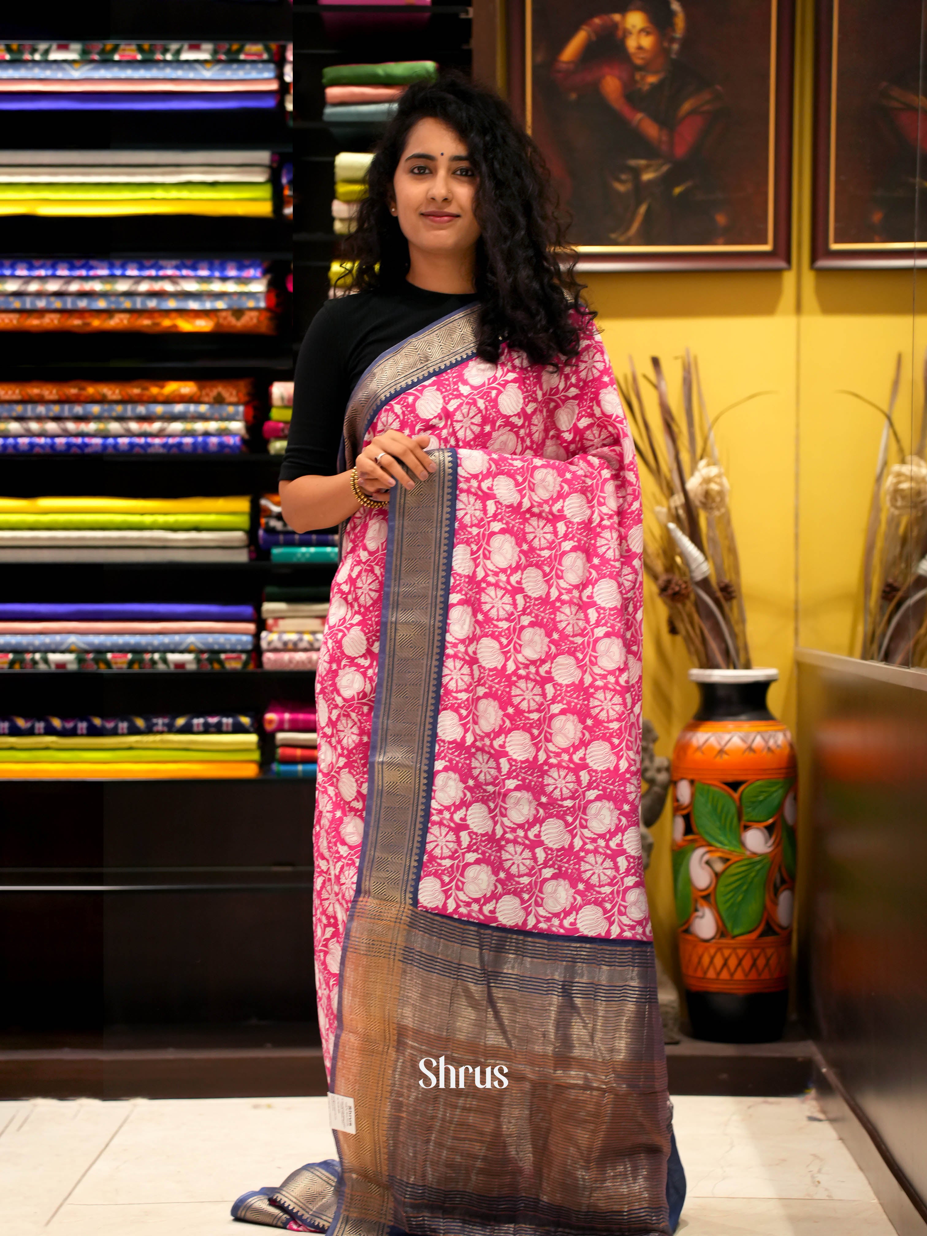 Red & Black - Art Modal Saree - Shop on ShrusEternity.com