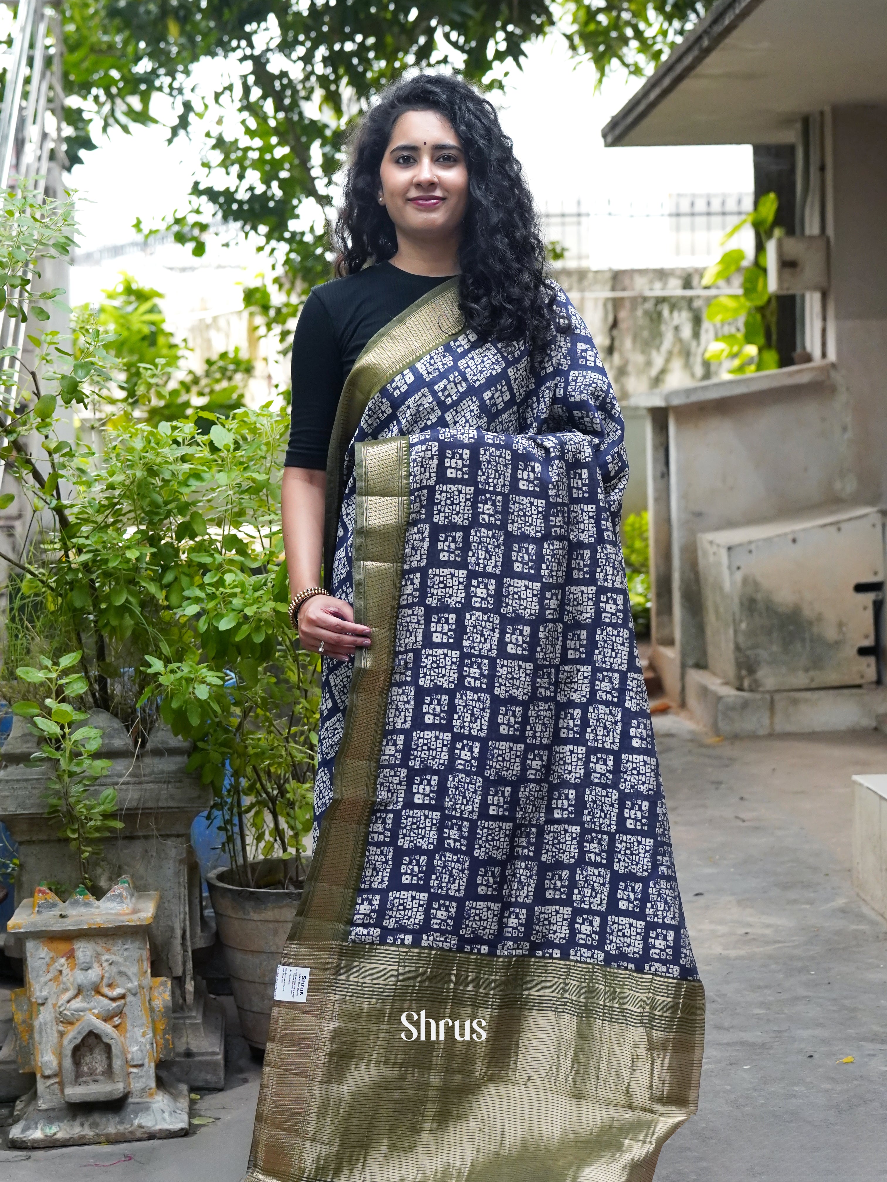 Blue & Green - Art Modal Saree - Shop on ShrusEternity.com