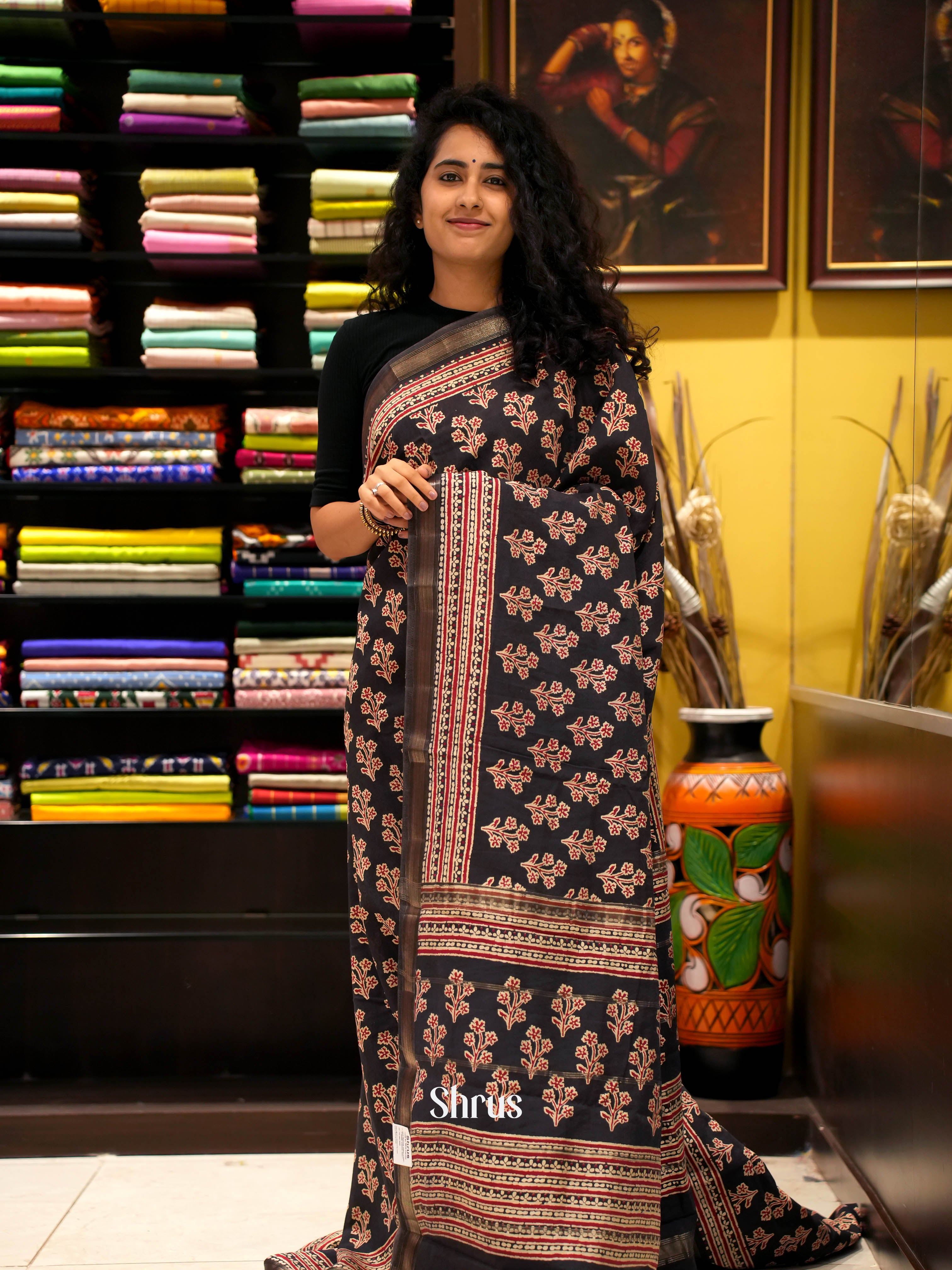 Black - Art Modal Saree - Shop on ShrusEternity.com