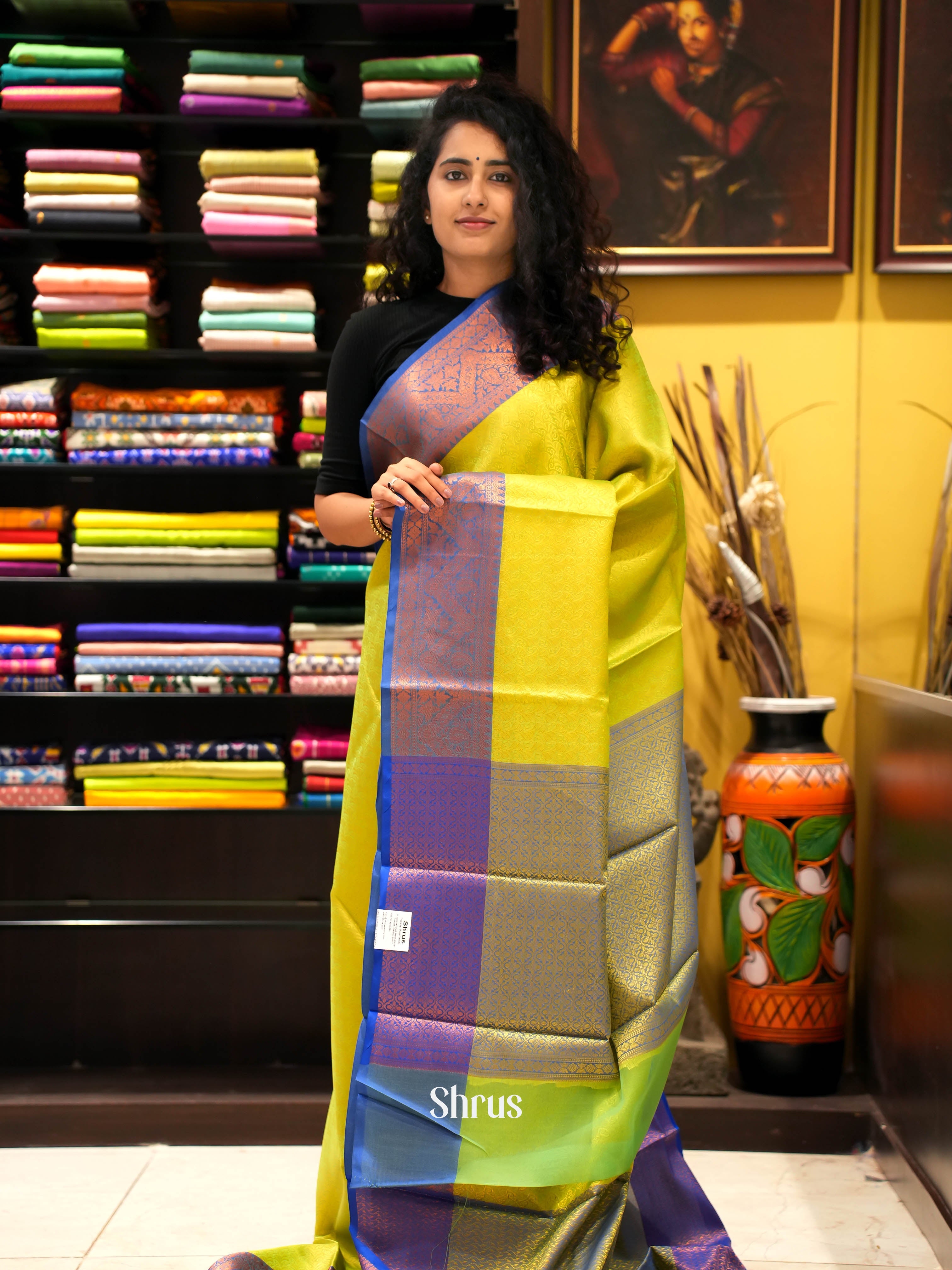 Green & Blue - Tanchoi Saree - Shop on ShrusEternity.com