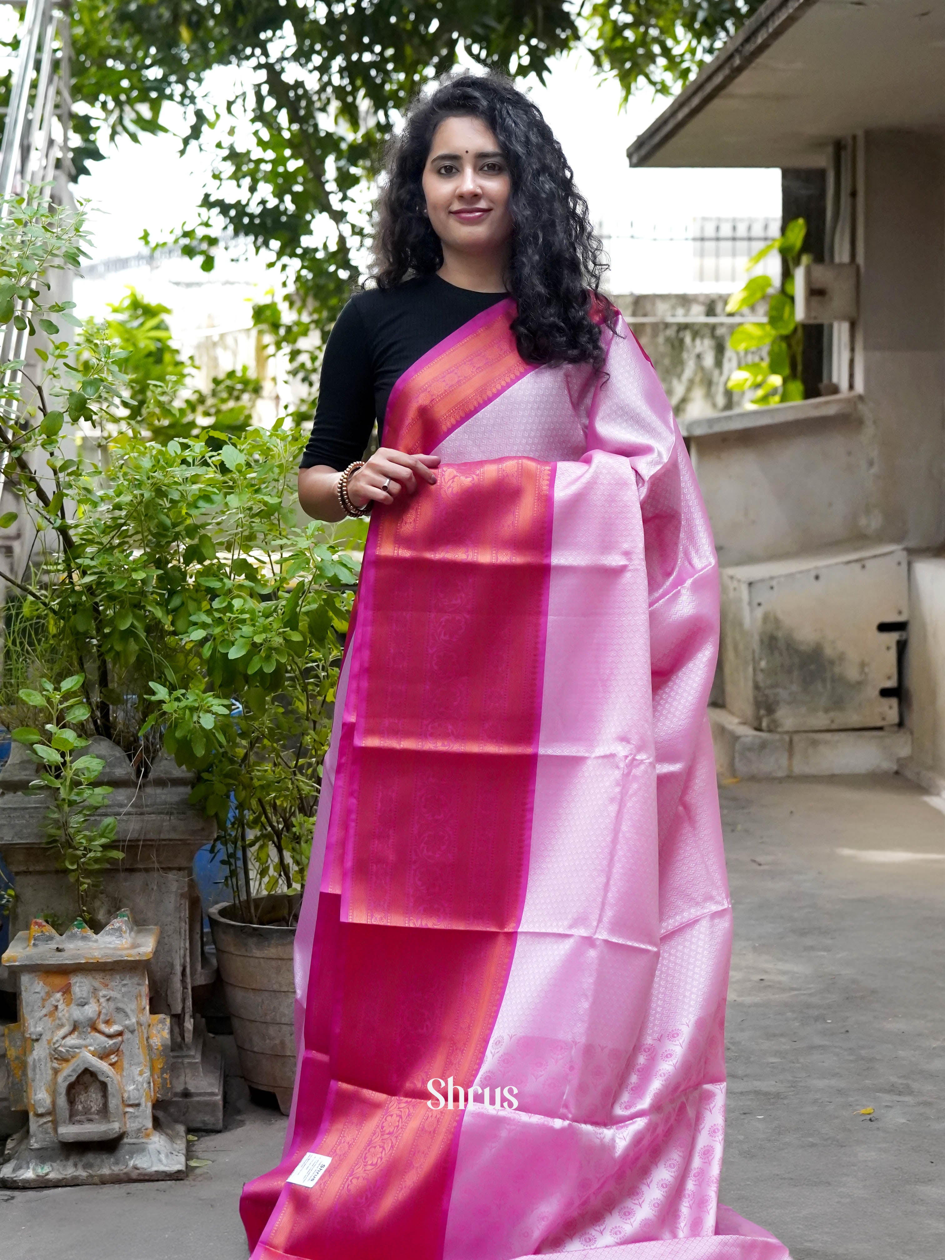 Baby Pink & Pink - Tanchoi Saree - Shop on ShrusEternity.com