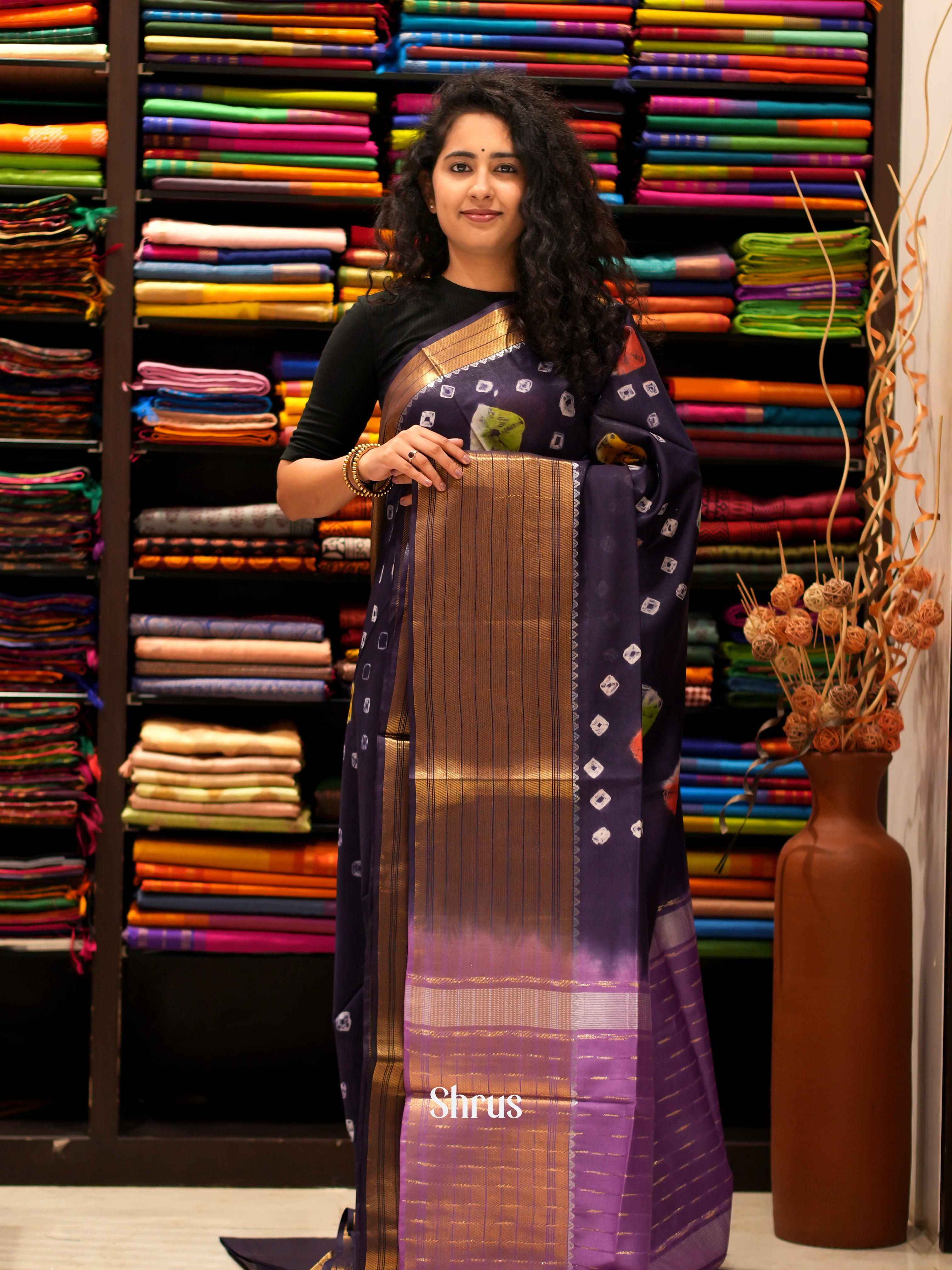 Violet & Purple - Shibori Saree - Shop on ShrusEternity.com