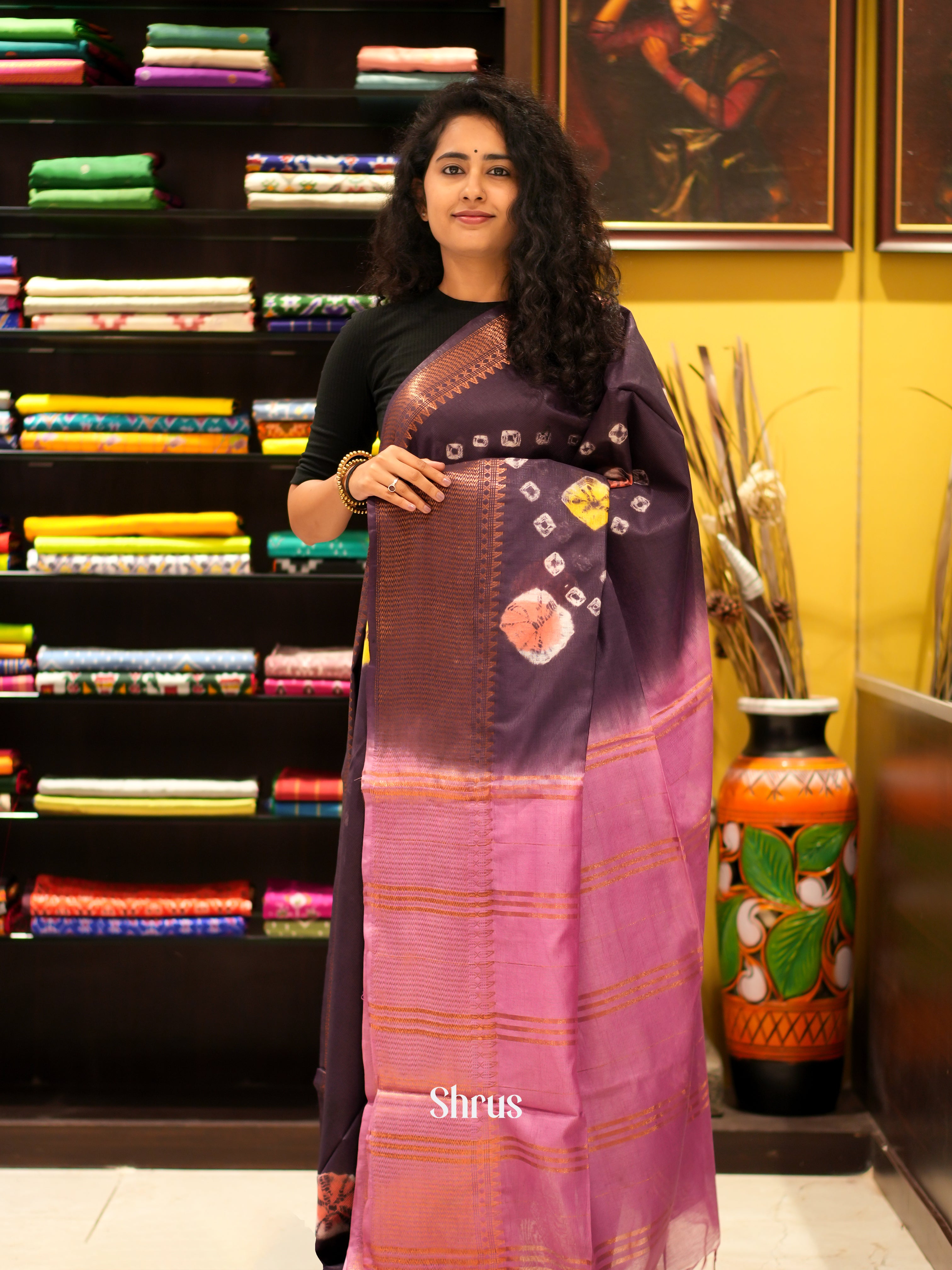 Purple & Pink - Shibori Saree - Shop on ShrusEternity.com