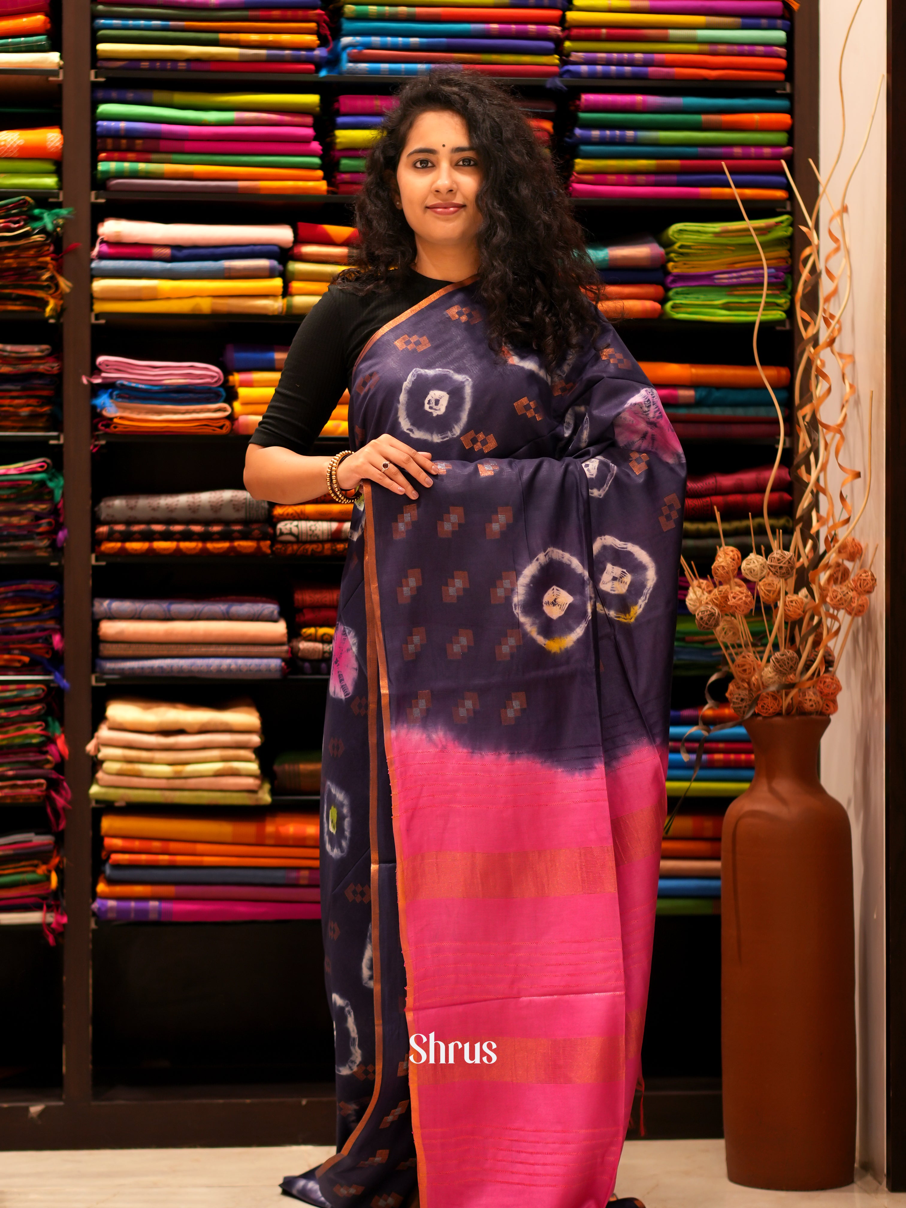 Violet & Pink - Shibori Saree - Shop on ShrusEternity.com