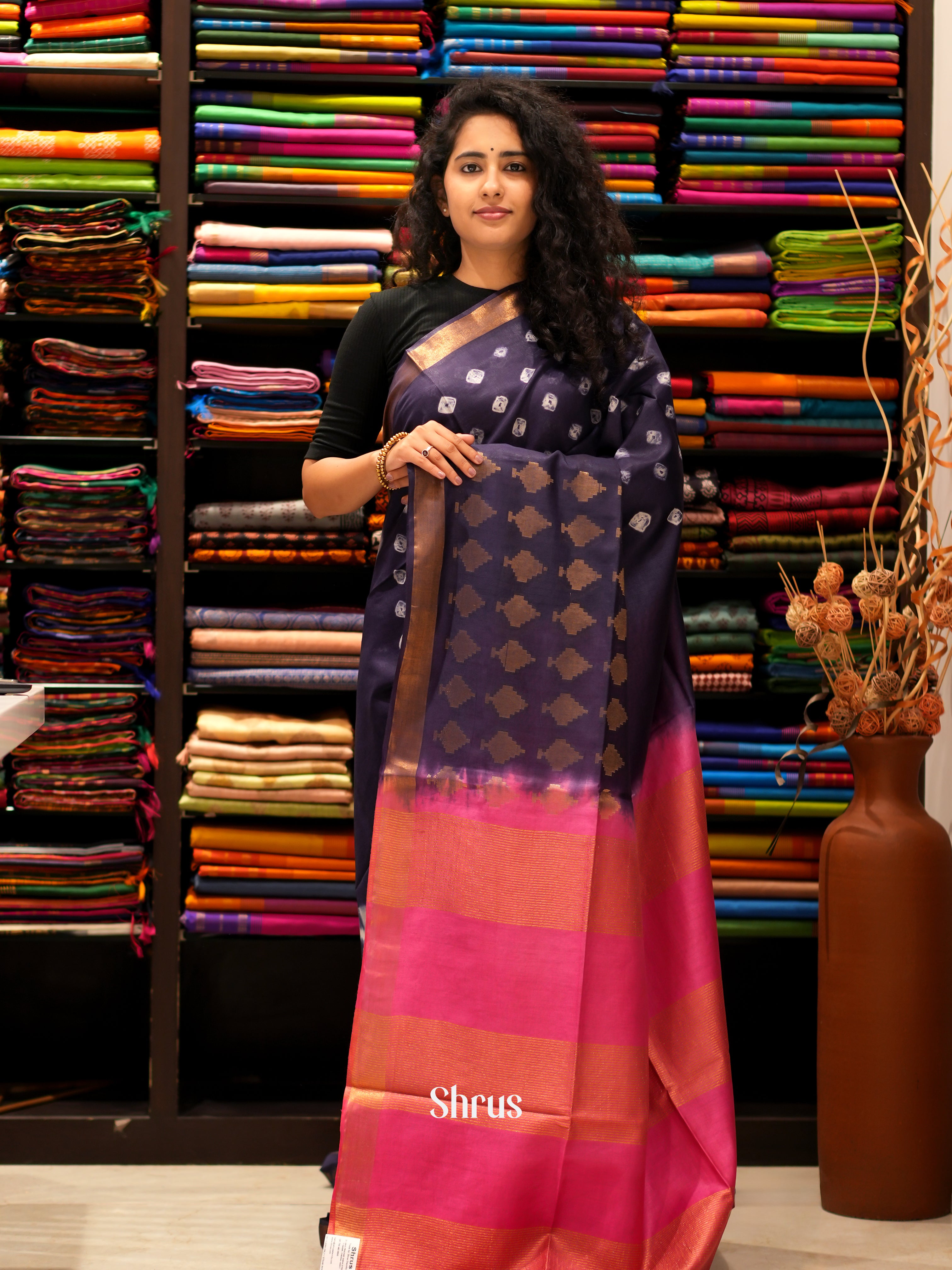 Violet & Pink - Shibori Saree - Shop on ShrusEternity.com
