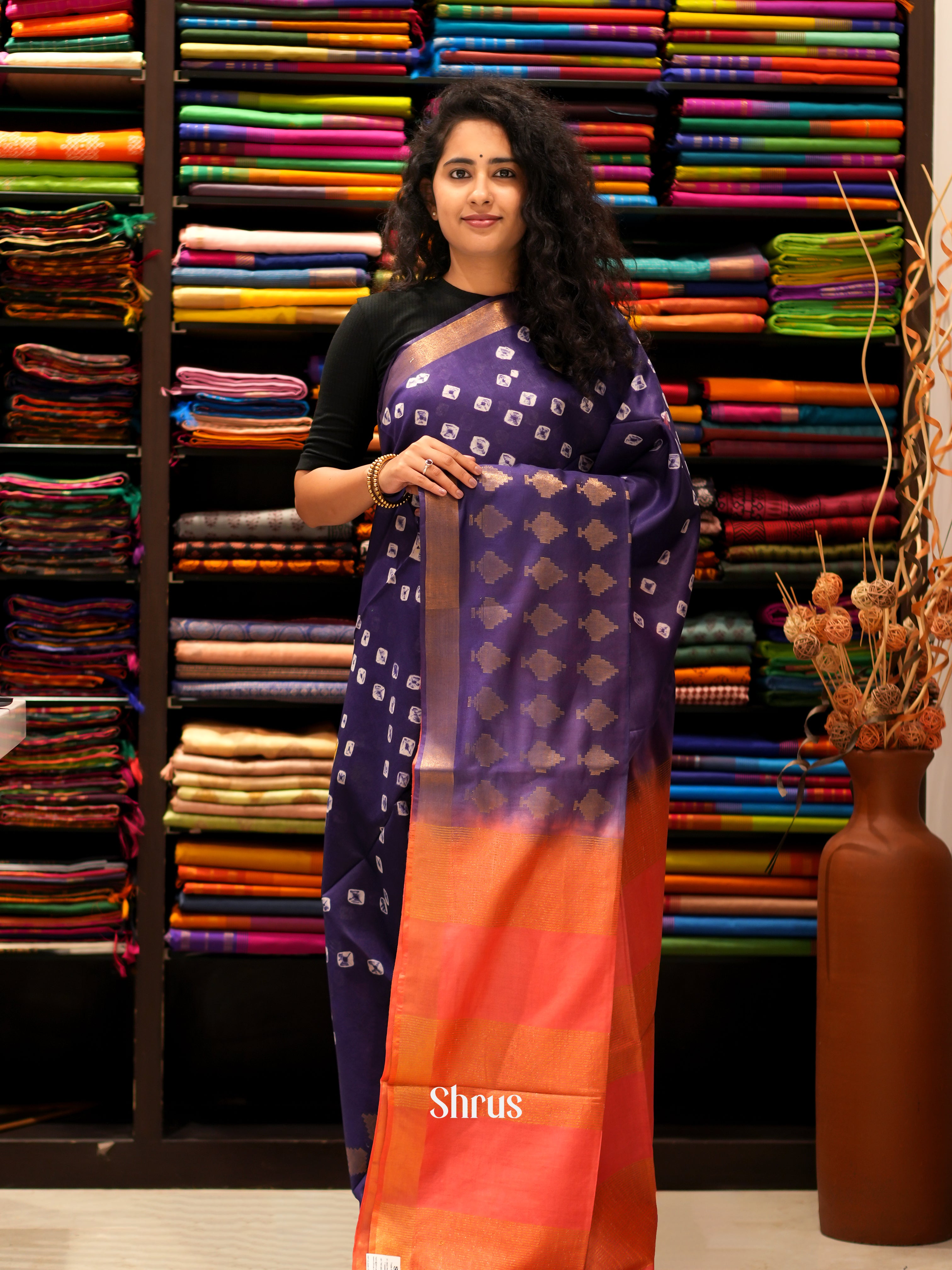 Violet & Red - Shibori Saree - Shop on ShrusEternity.com