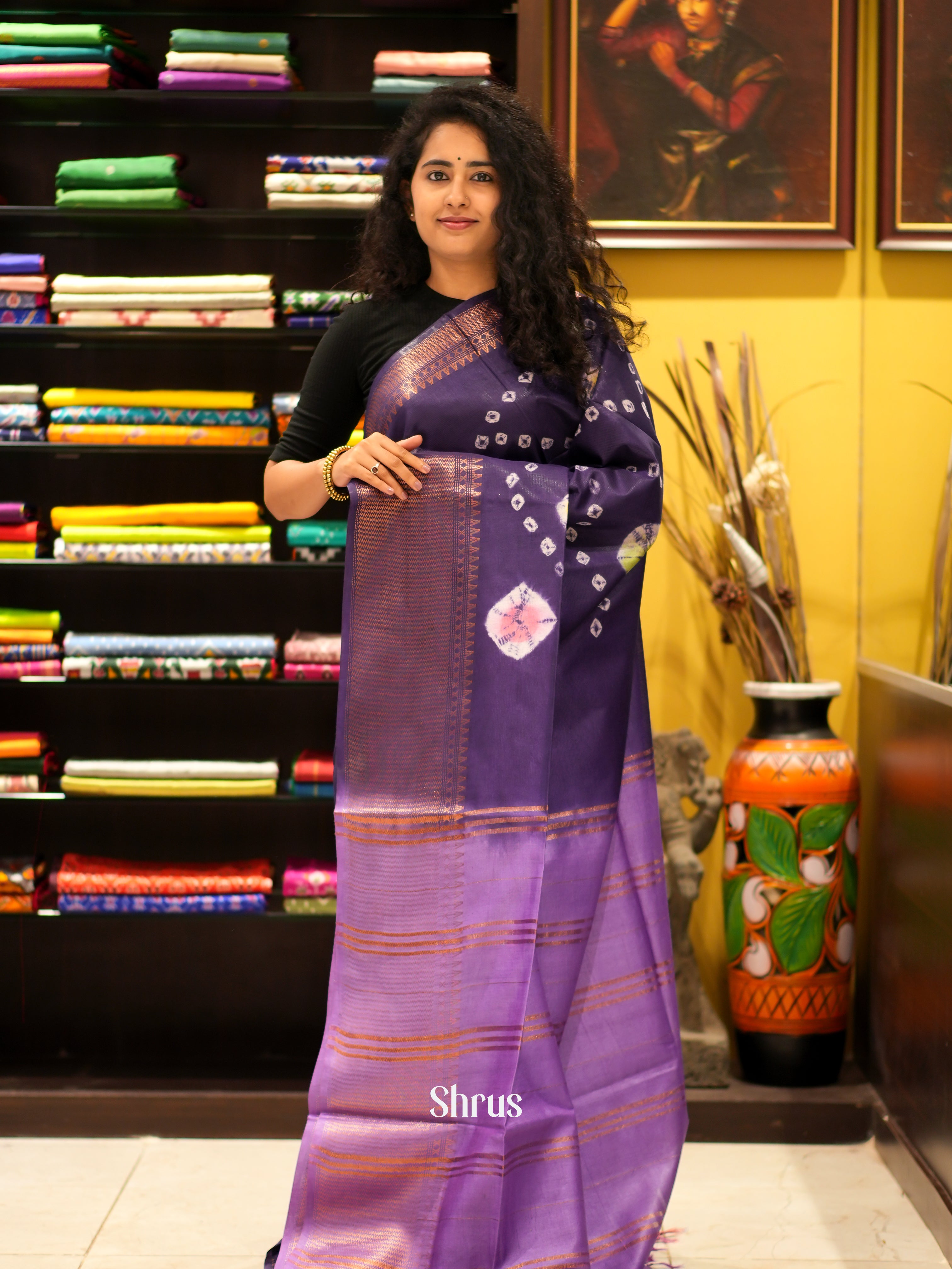Violet & Purple - Shibori Saree - Shop on ShrusEternity.com