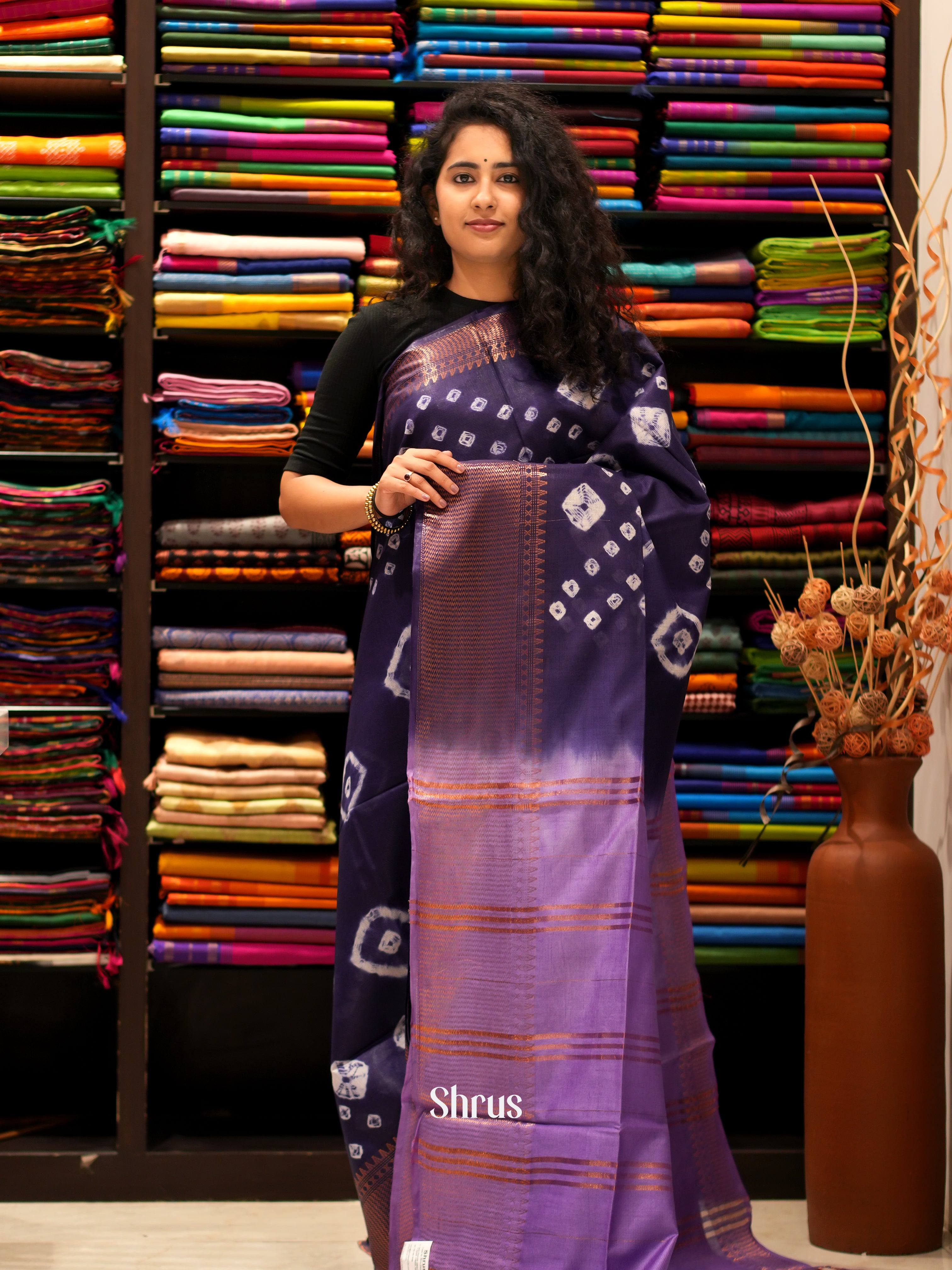 Violet & Purple - Shibori Saree - Shop on ShrusEternity.com
