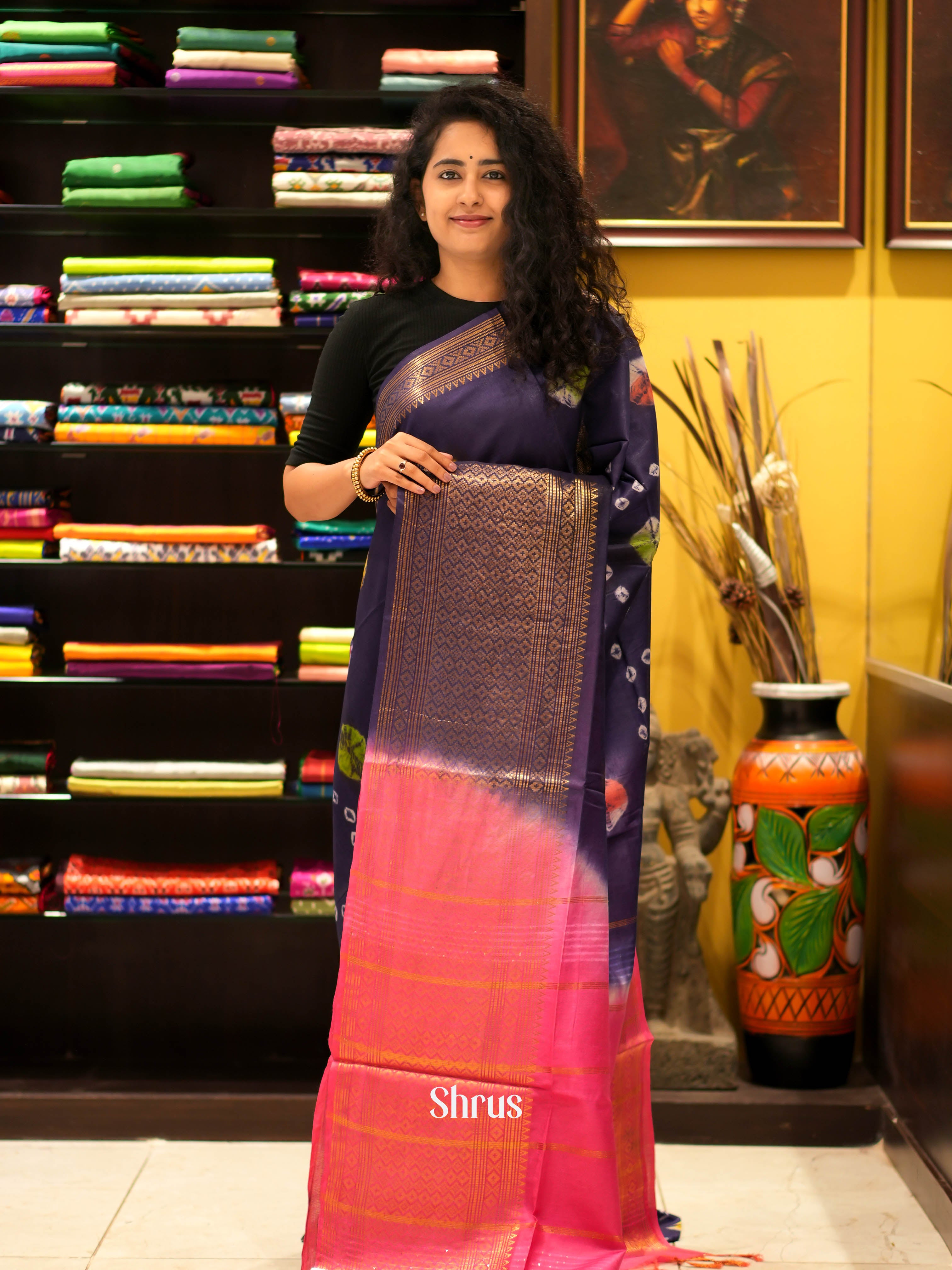 Violet & Pink - Shibori Saree - Shop on ShrusEternity.com