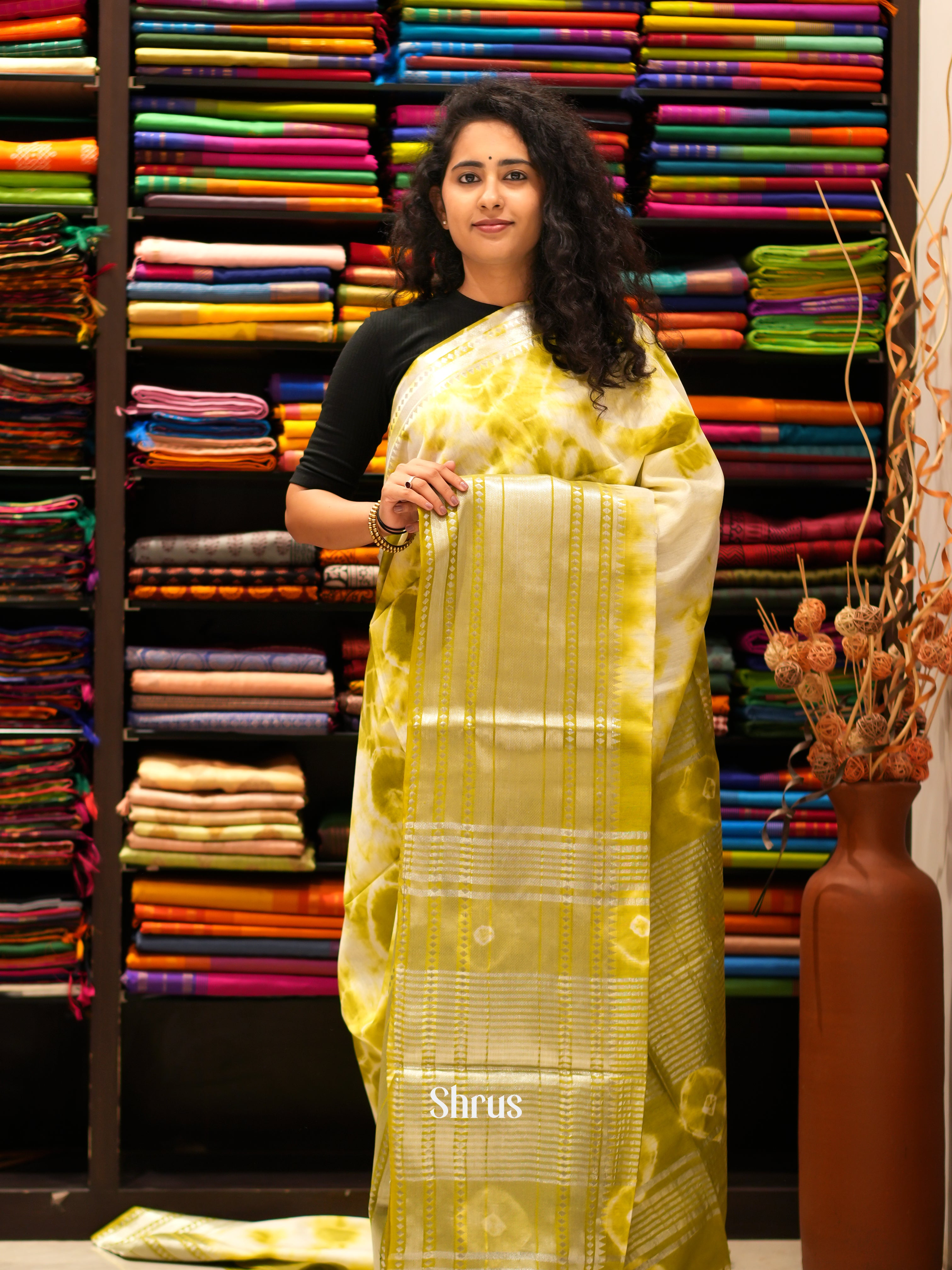 Green - Shibori Saree - Shop on ShrusEternity.com