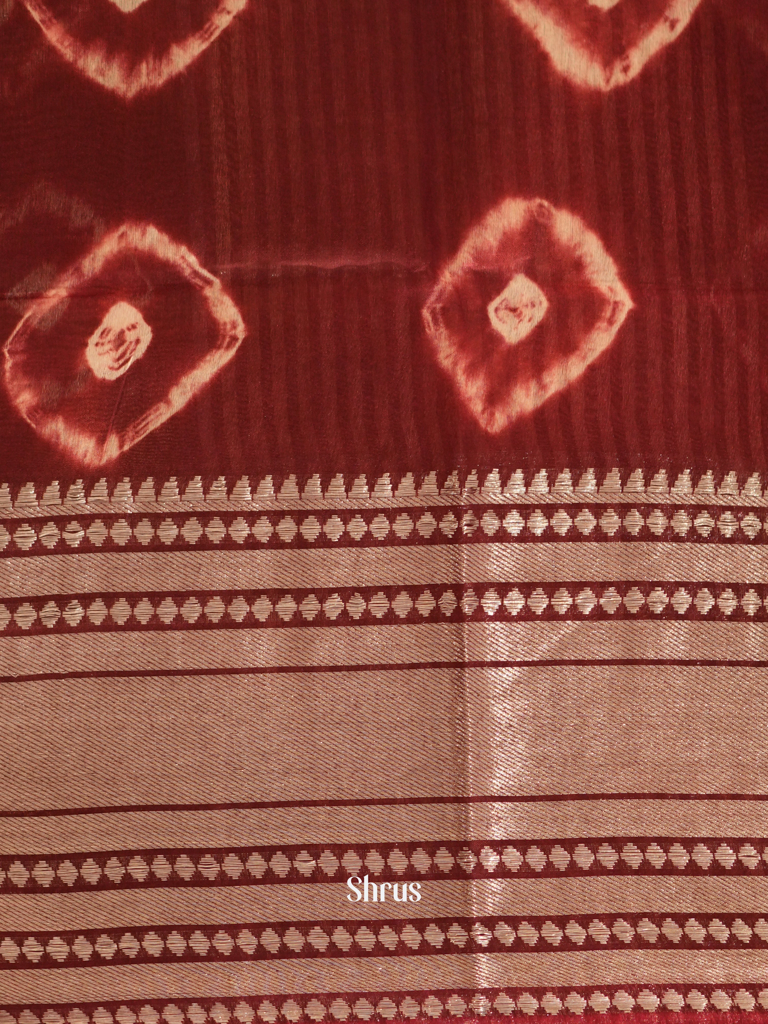 Cream & Brown - Shibori Saree - Shop on ShrusEternity.com