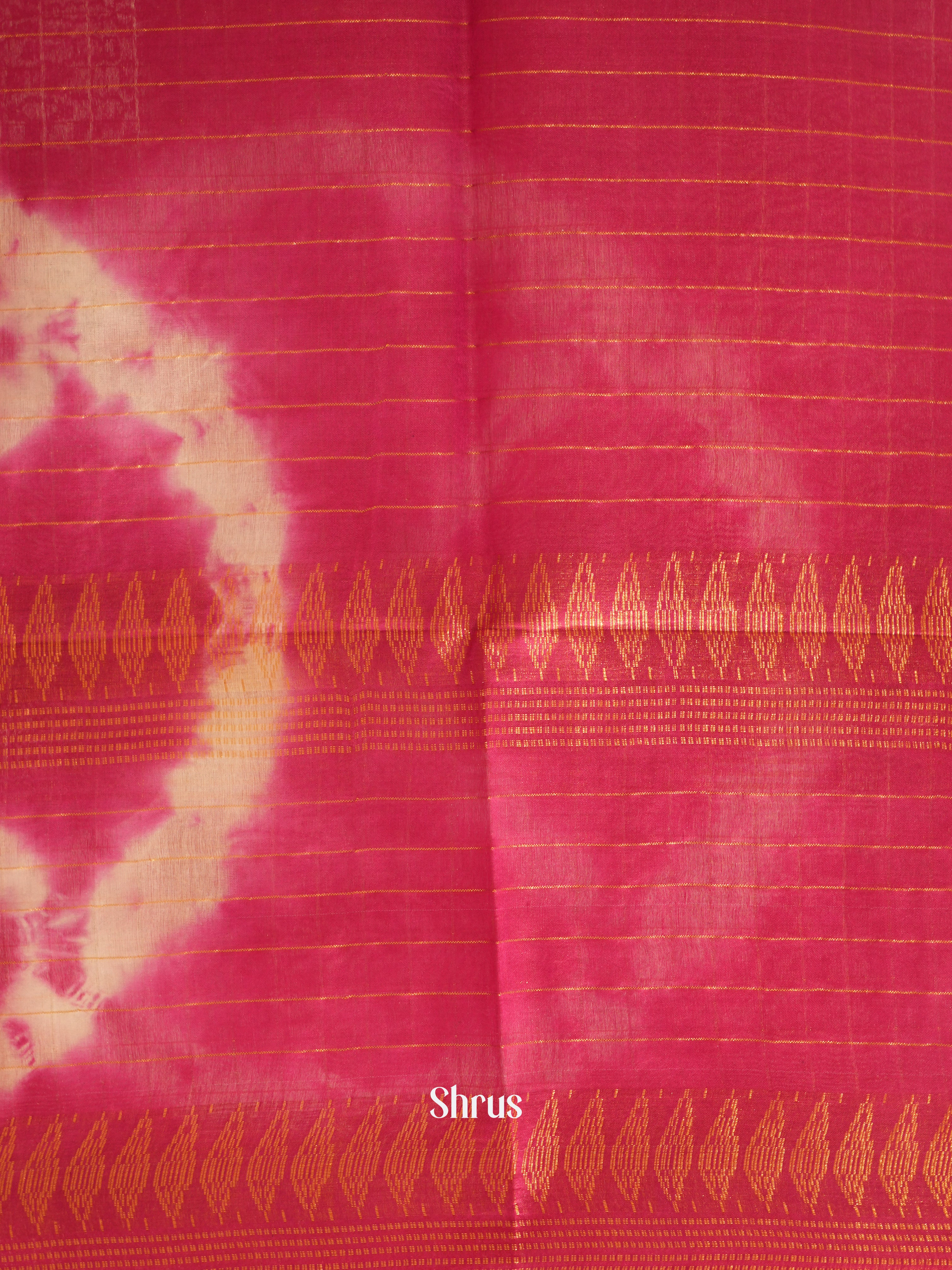 Cream & Pink - Shibori Saree - Shop on ShrusEternity.com