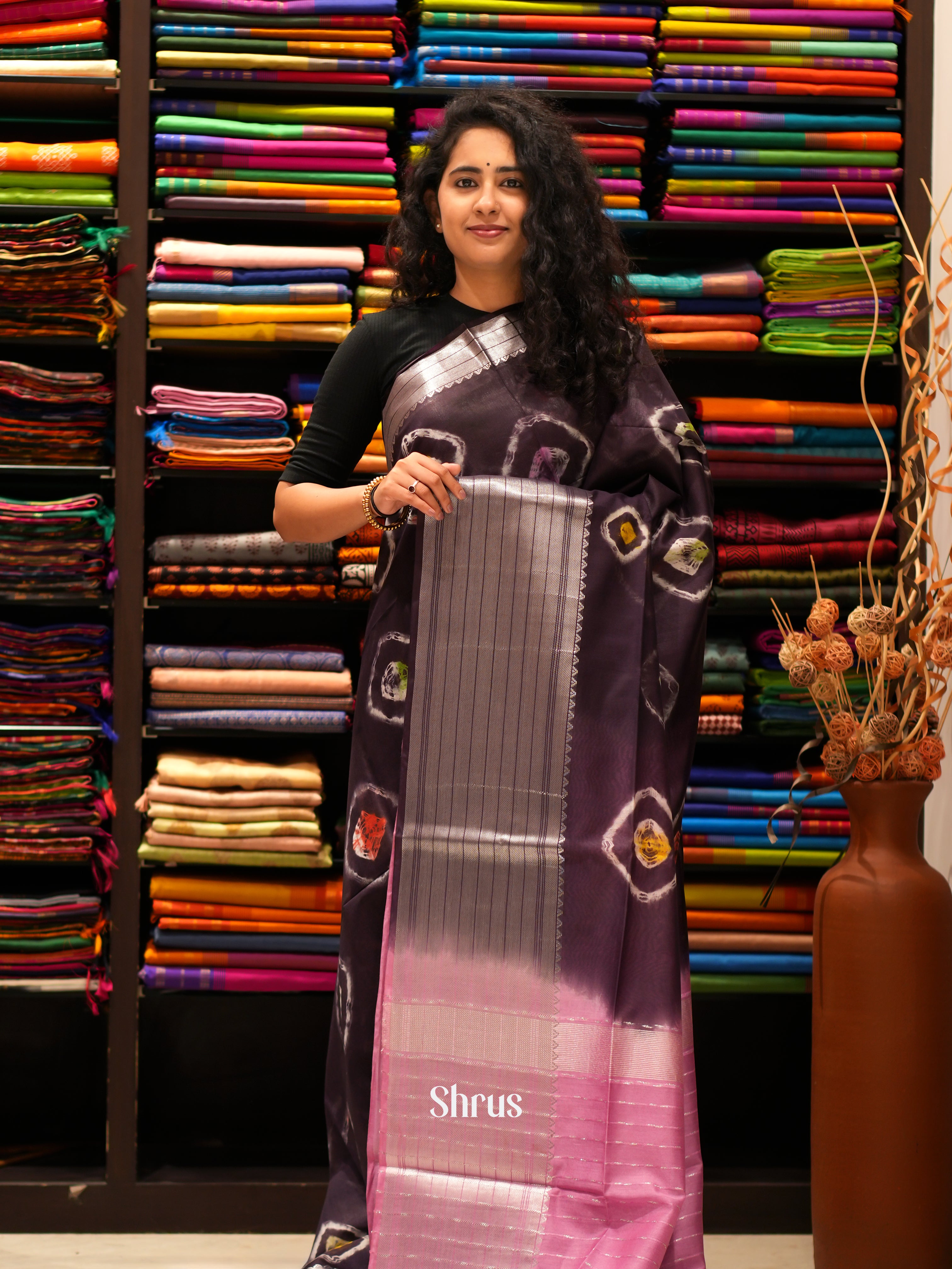 Purple & Pink - Shibori Saree - Shop on ShrusEternity.com