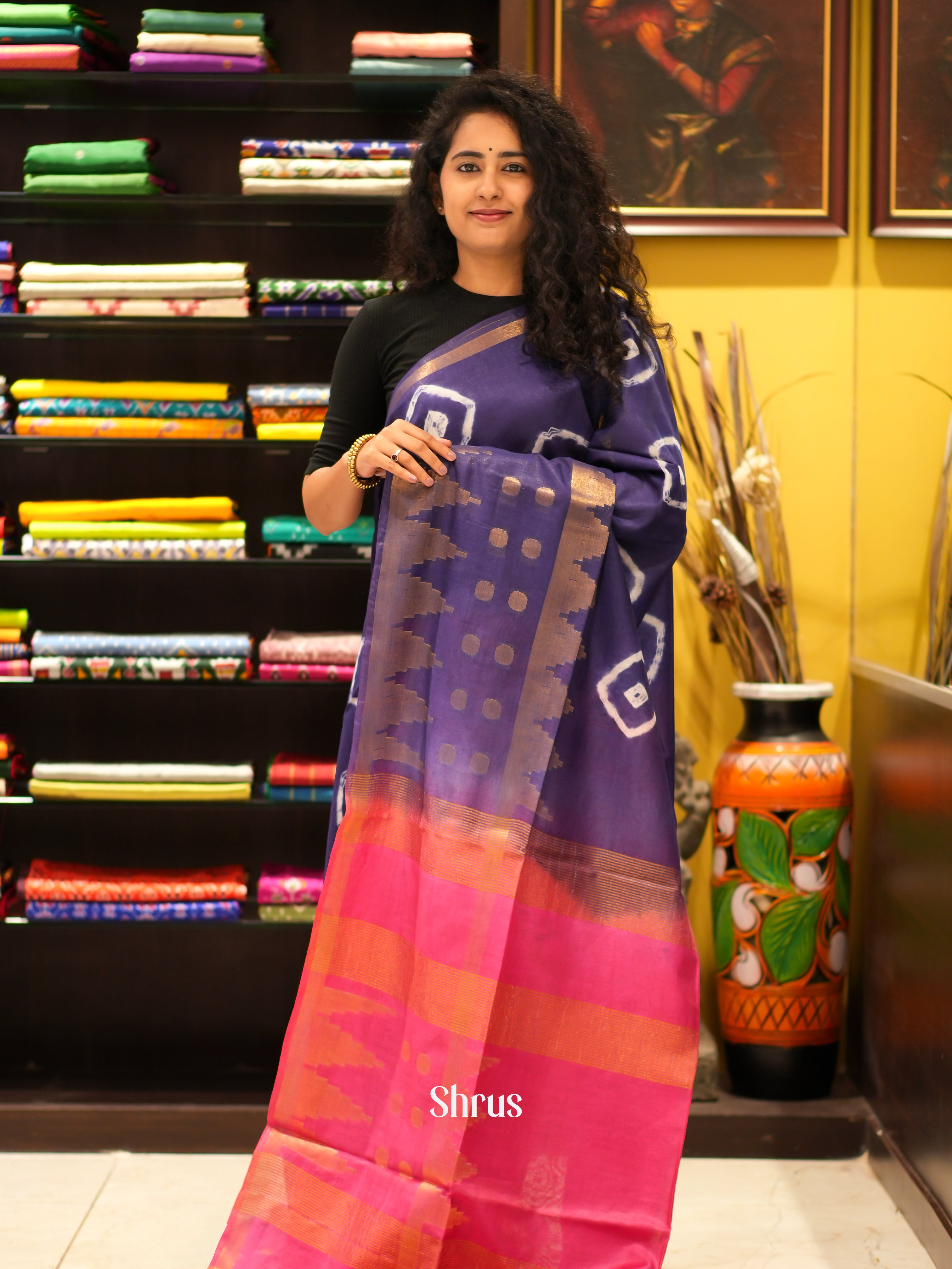 Purple & Pink - Shibori Saree - Shop on ShrusEternity.com