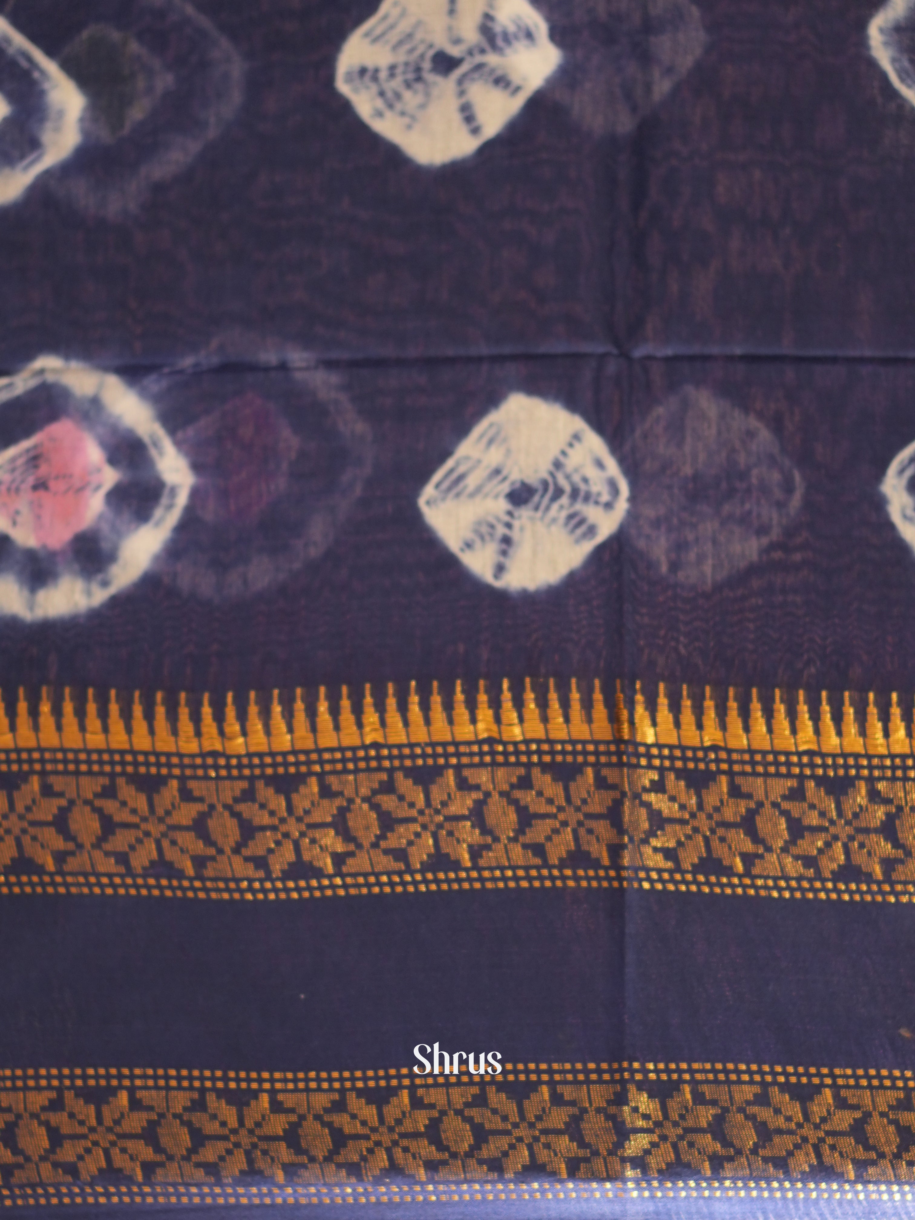 Cream & Blue - Shibori Saree - Shop on ShrusEternity.com
