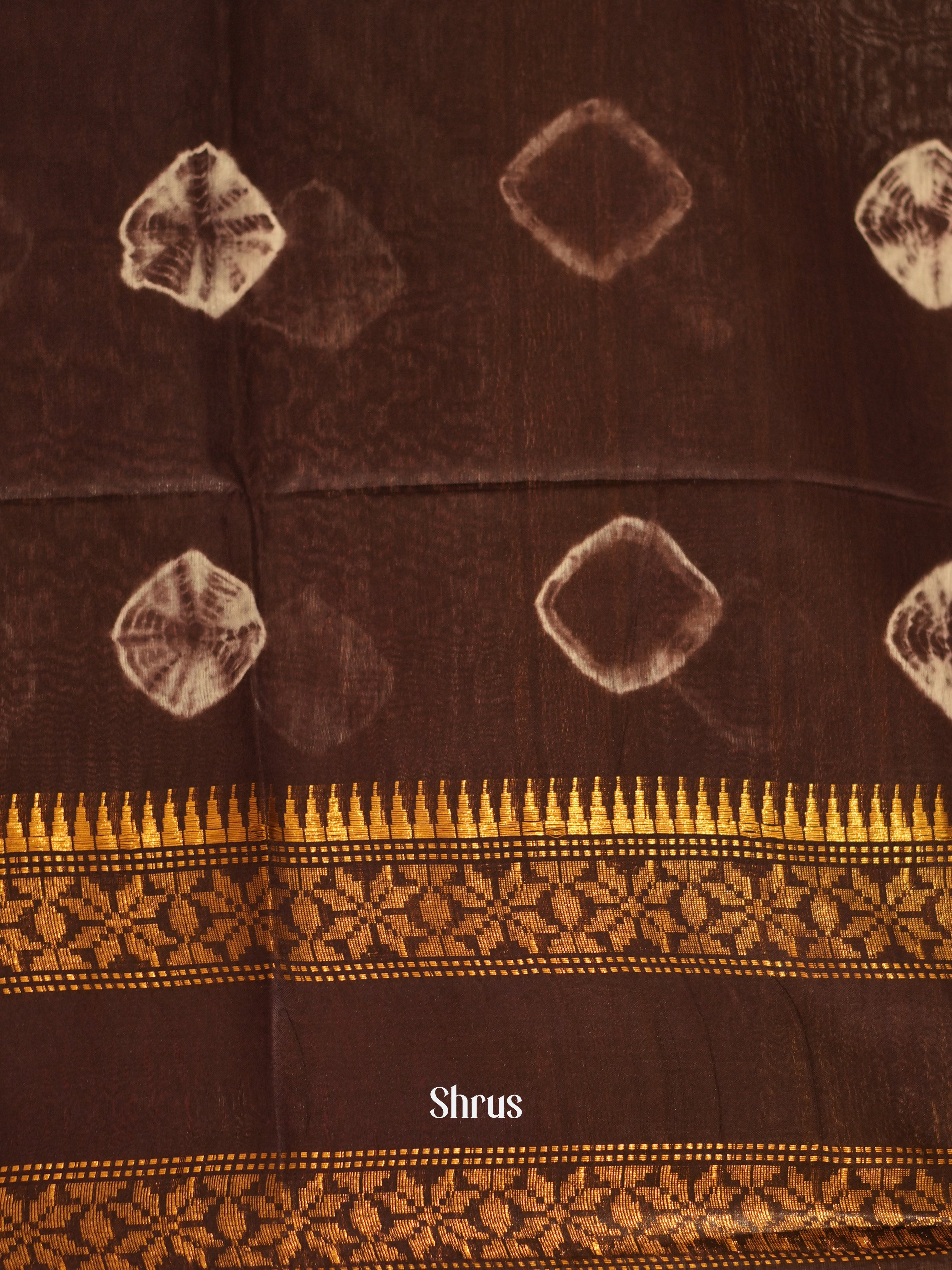 Cream & Brown - Shibori Saree - Shop on ShrusEternity.com