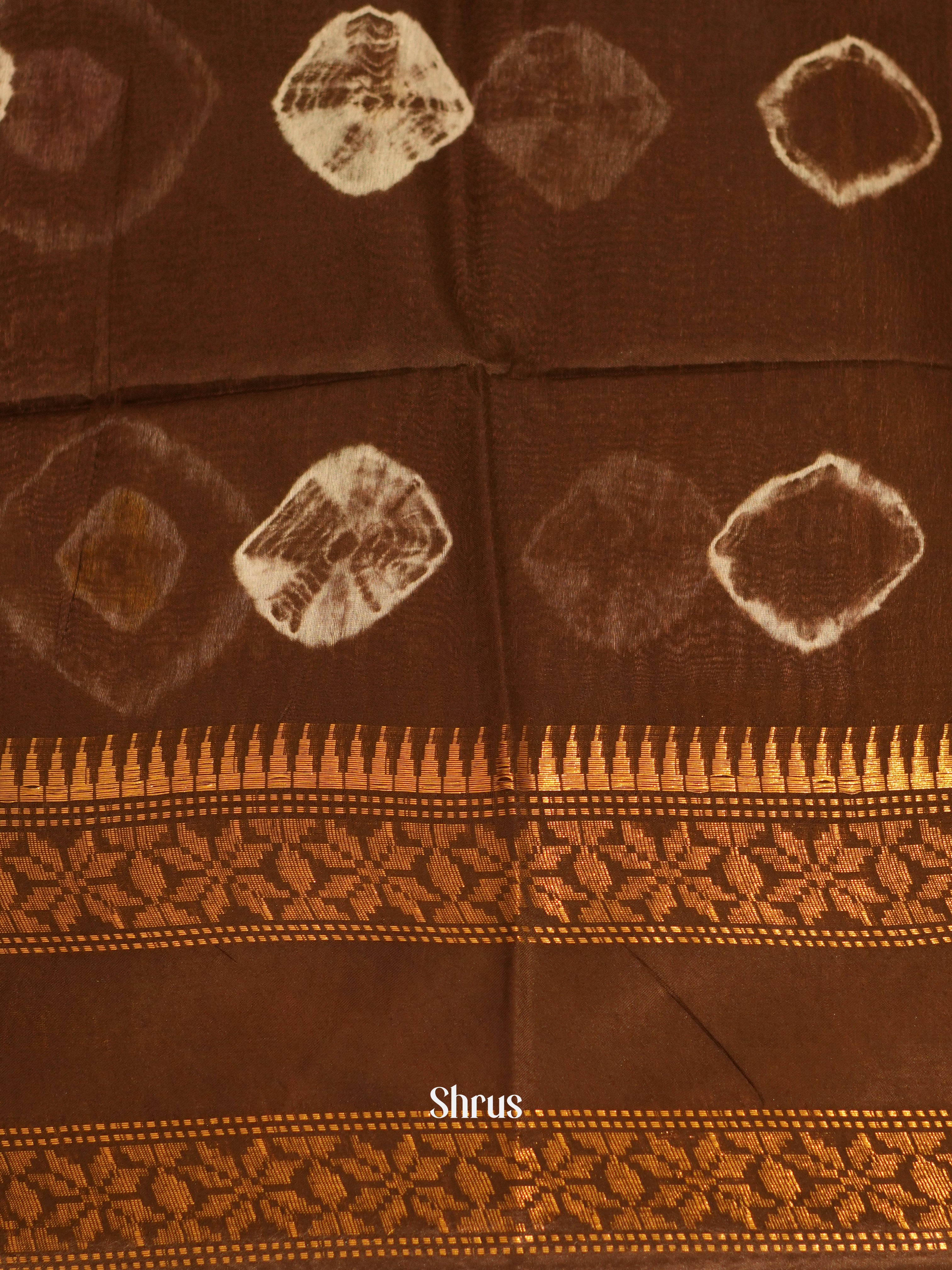 Cream & Brown - Shibori Saree - Shop on ShrusEternity.com