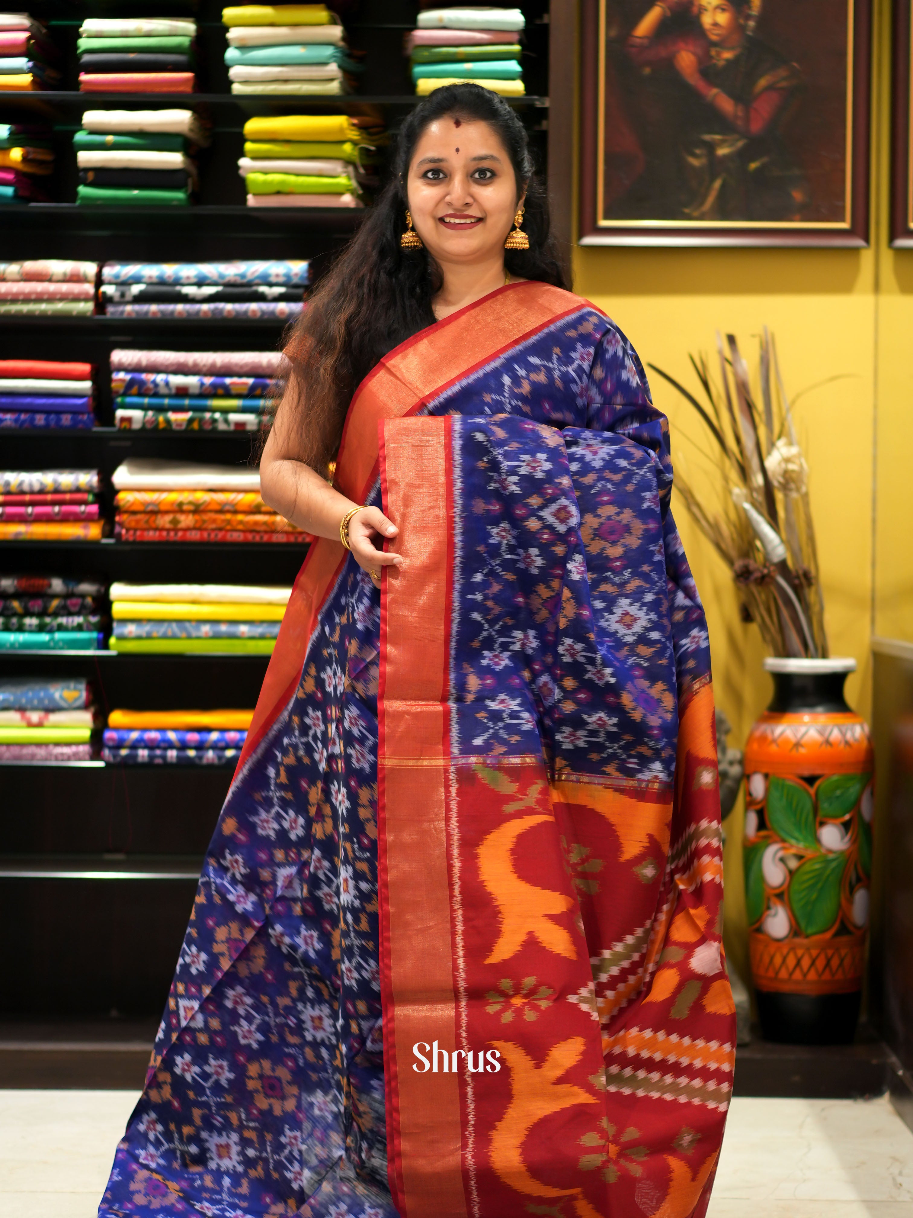 violet & Red - Pochampally sico saree - Shop on ShrusEternity.com
