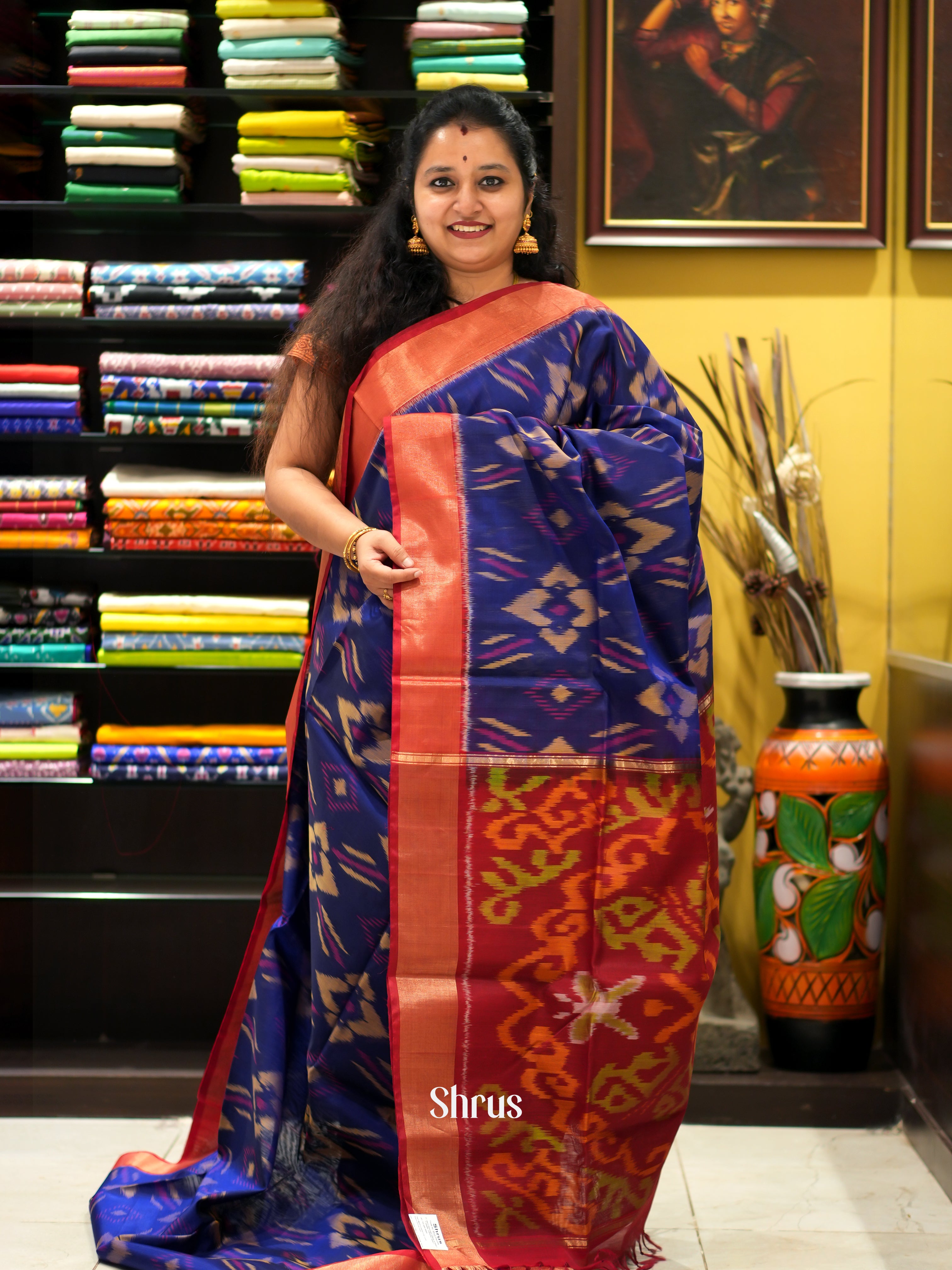 Violet & Red - Pochampally sico saree - Shop on ShrusEternity.com