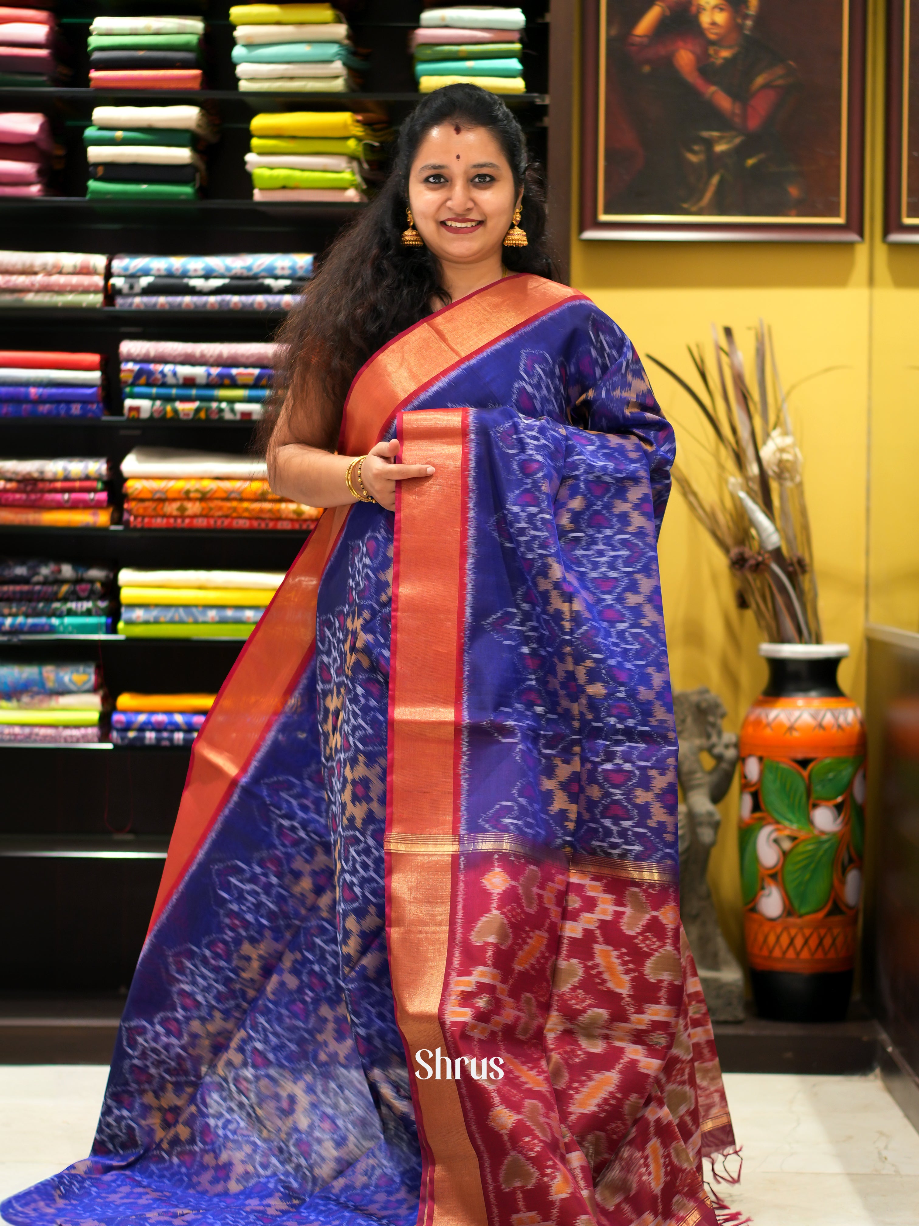 Violet & Maroon - Pochampally sico saree - Shop on ShrusEternity.com